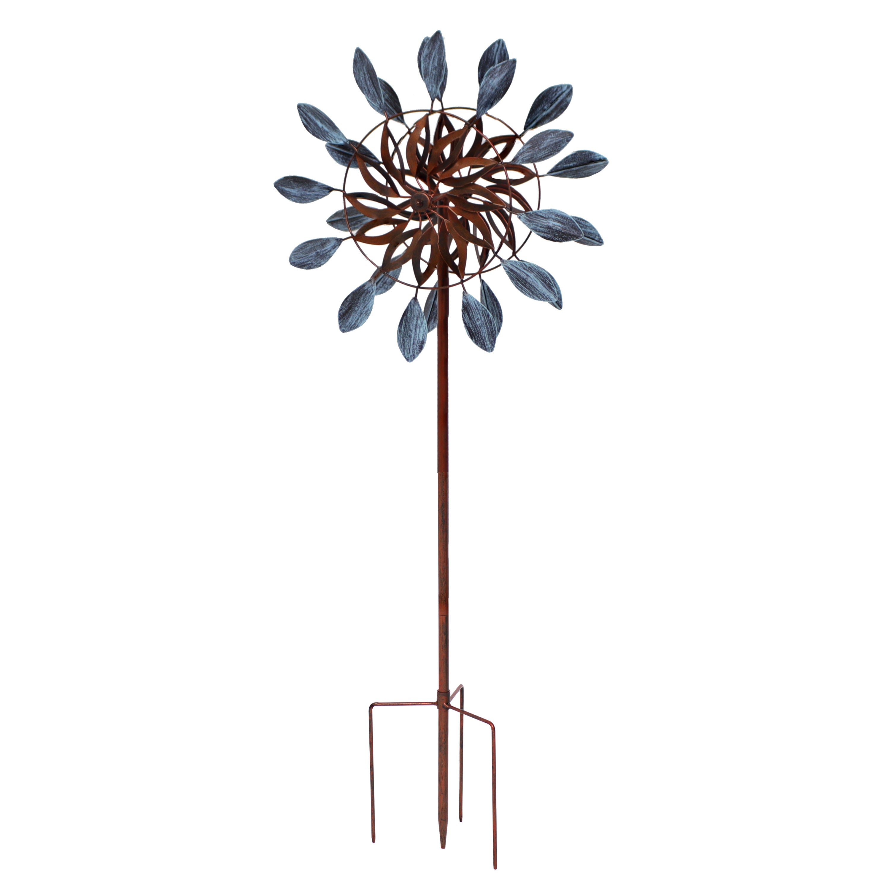 Sunnydaze Whirling Petals Metal Garden Wind Spinner - 48 Inch Outdoor Decorative Windmill for Yard, Patio, Lawn - Durable Weather-Resistant Spinning Art for Garden Decor