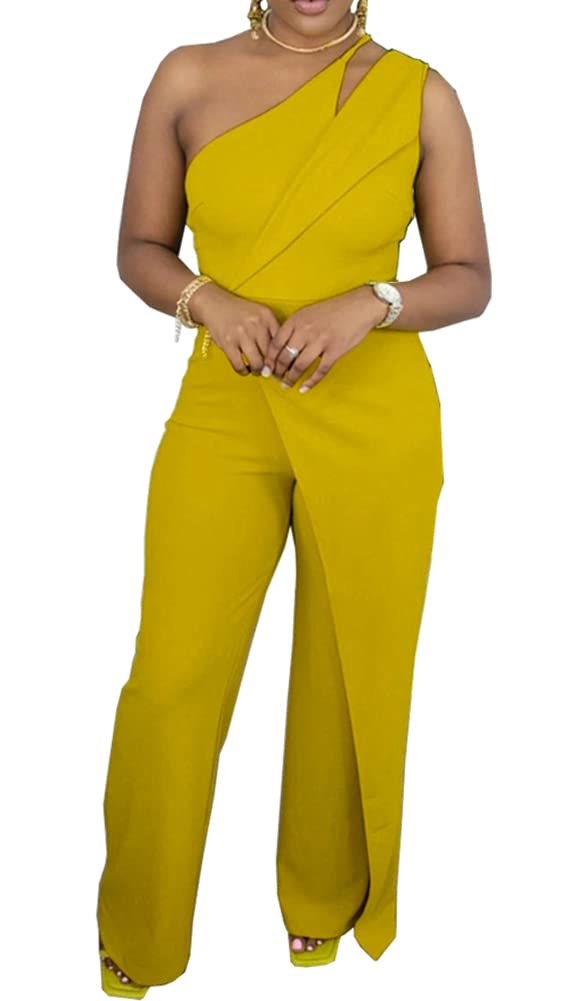 Sexy One Shoulder Wide Leg Jumpsuit for Women - Cut Out Design Romper & Overall Outfit | Perfect for Summer Parties, Beach Vacations & Night Out