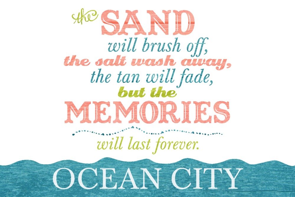 Ocean City Maryland Beach Memories Travel Poster - 24x36 Giclee Gallery Print for Wall Decor | Perfect for Coastal Home, Office & Vacation Rental Decorations