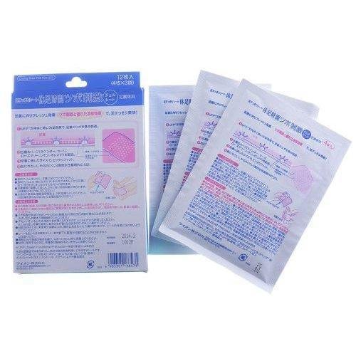 Lion Kyusoku Jikan Cooling Gel Foot Pads - 12 Sheets for Pain Relief, Swelling & Tired Feet - Perfect for Athletes, Travelers & Long Work Shifts