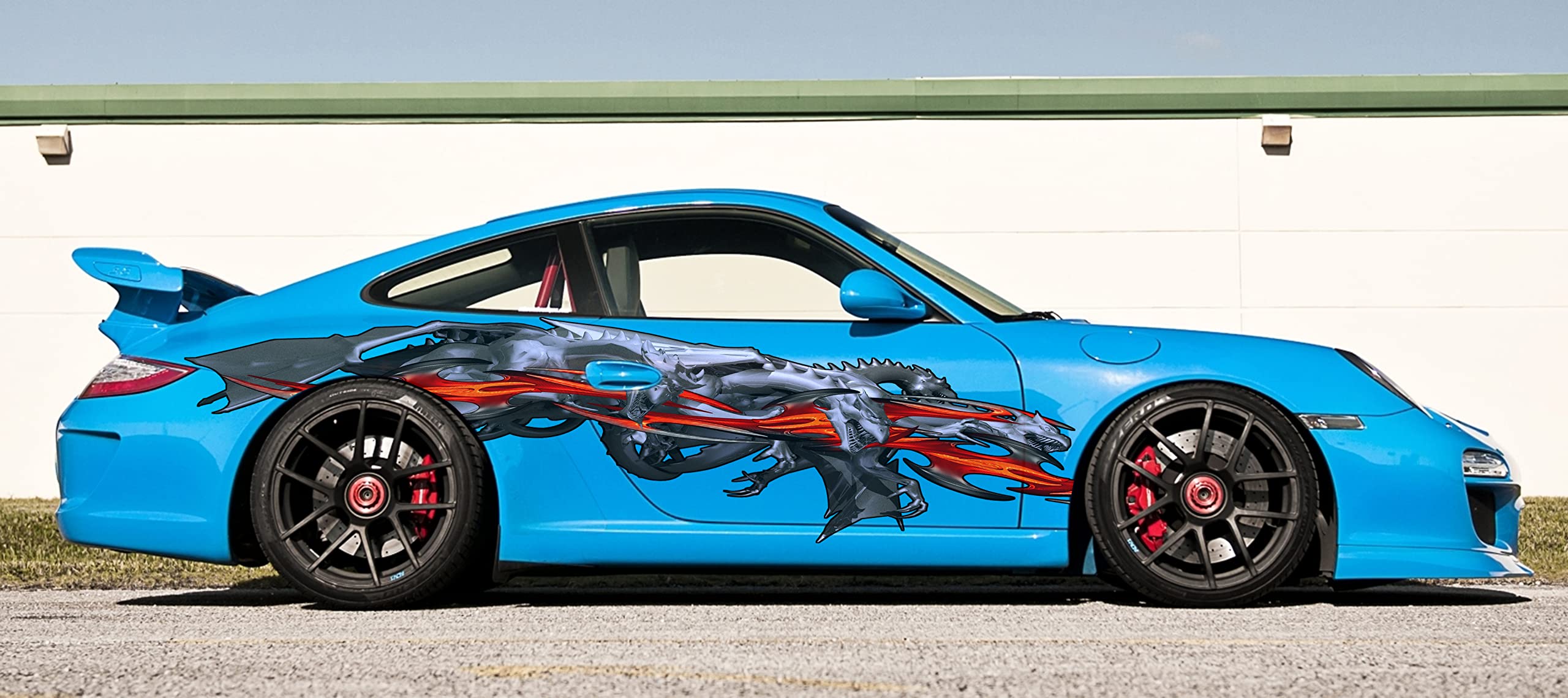 3D Dragon Car Decal Vinyl Sticker - Full Color Lizard Side Graphics Wrap Design (20x60) for Car Enthusiasts & Sports Vehicle Customization