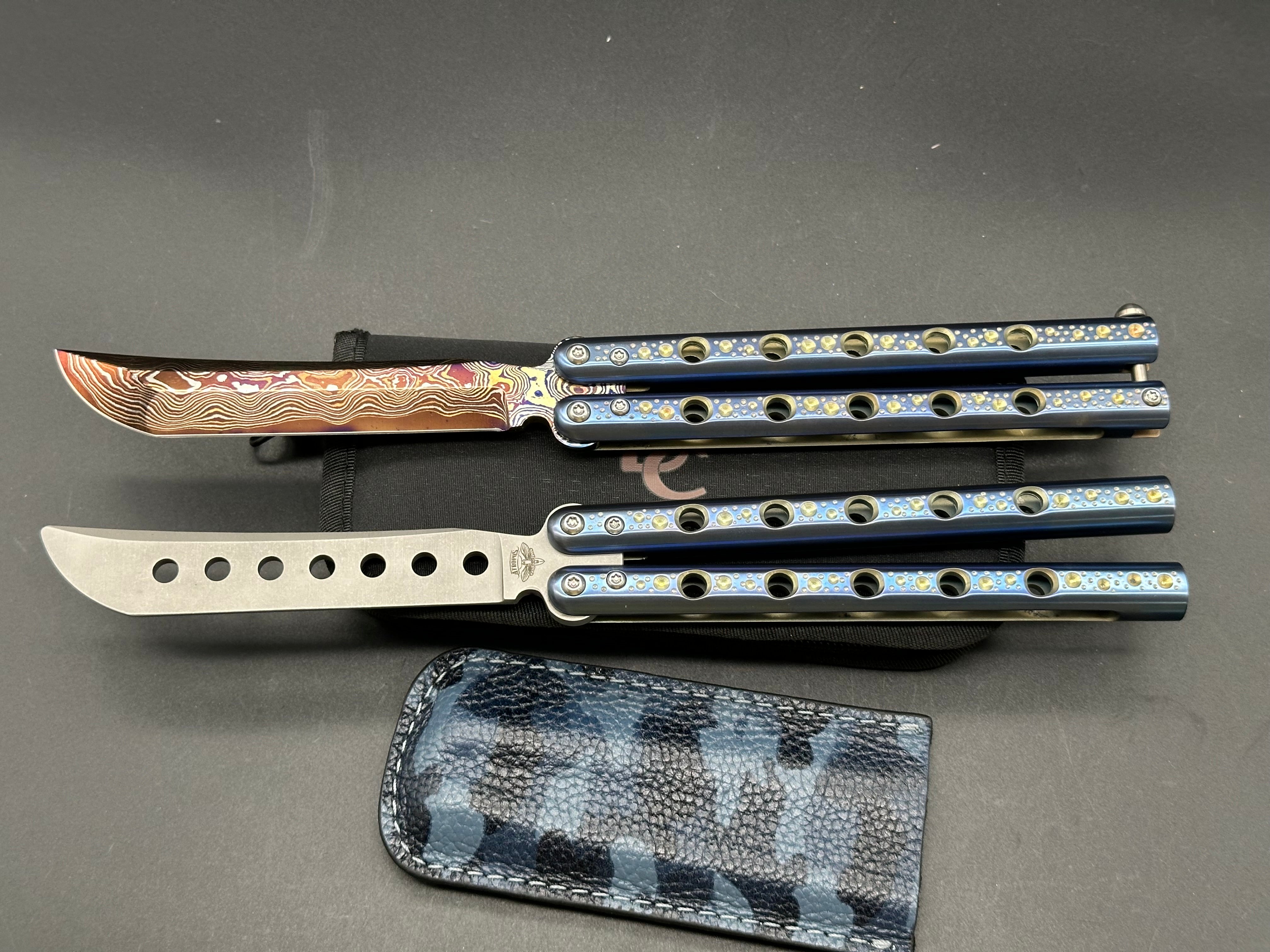Atropos Knife Devil Purple Moon Balisong Butterfly Knife - Premium Flipper Trainer for EDC, Collection & Knife Tricks Practice