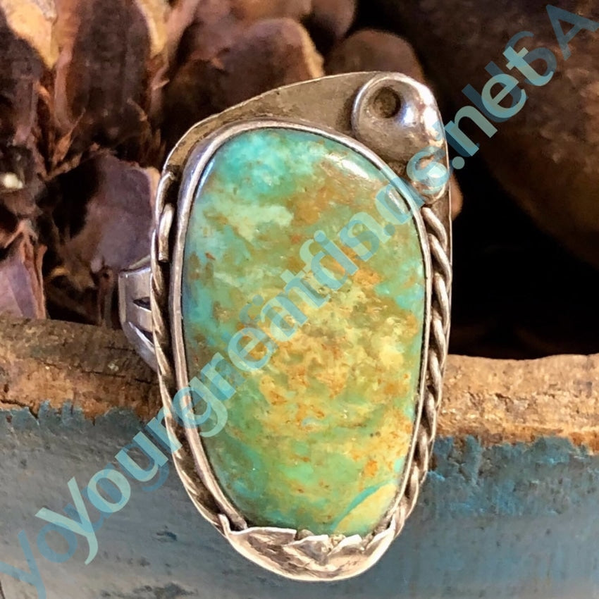 Authentic Navajo Turquoise Ring - Sterling Silver Size 9.5 & 10 - Handmade Native American Jewelry for Women - Perfect for Boho Fashion, Gift Giving & Special Occasions