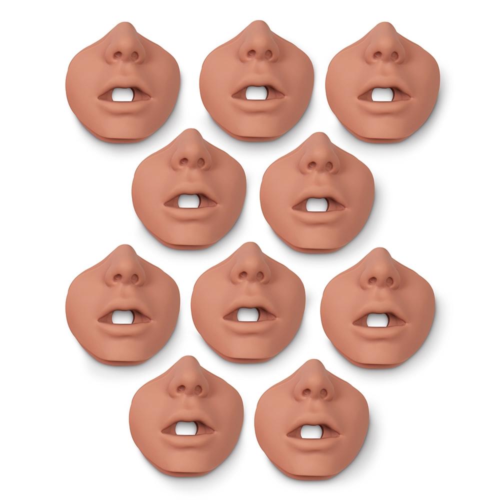 Brad Jr. Manikin Replacement Face Pieces - 10 Pack Light Skin Tone Mouth & Nosepieces for CPR Training, First Aid Practice, and Medical Education