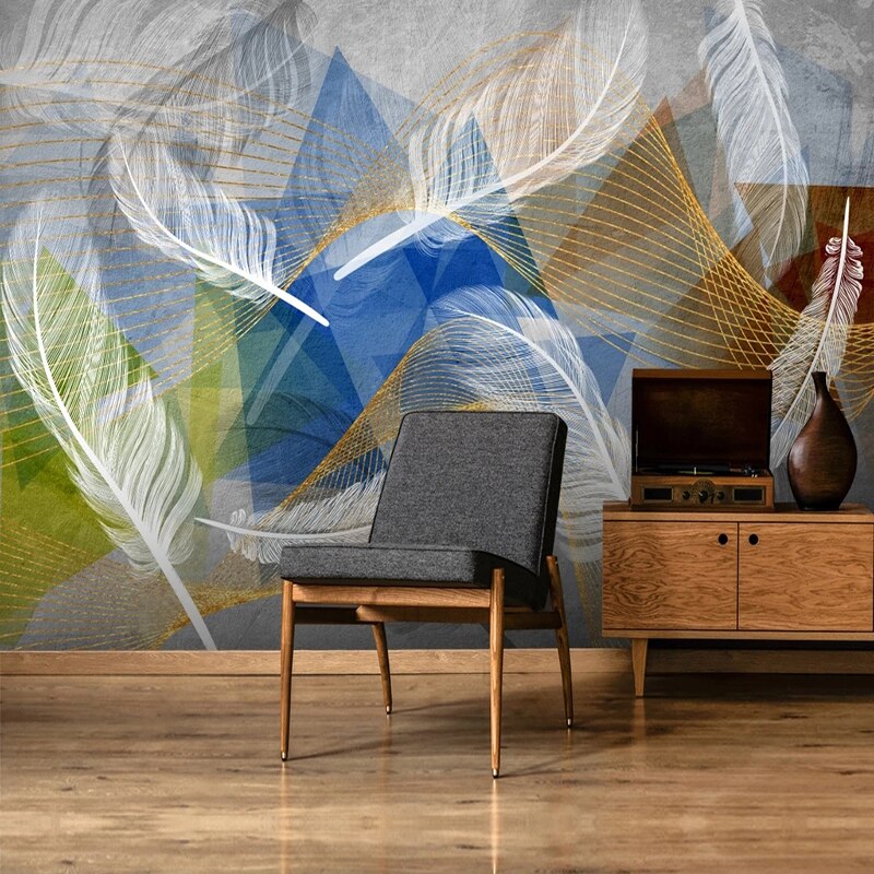 3D White Geometric Feather Wallpaper - Modern Home Wall Decor for Living Room, Bedroom & Office | Peel and Stick Removable Wall Mural