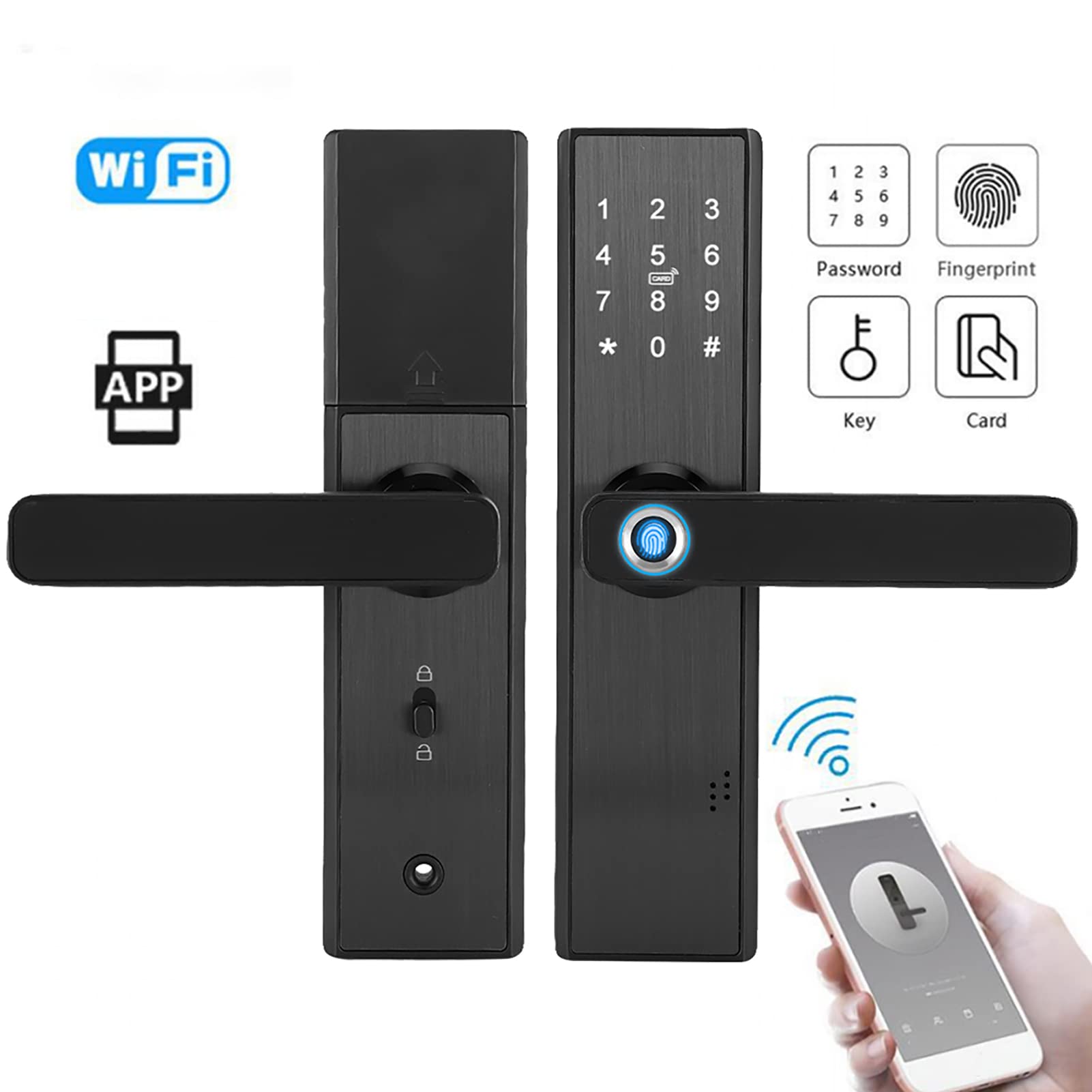 Smart Fingerprint Door Lock - Biometric, Password & IC Card Access, Intelligent Recognition, Quick Entry with Mechanical Key - Ideal for Homes, Apartments & Offices