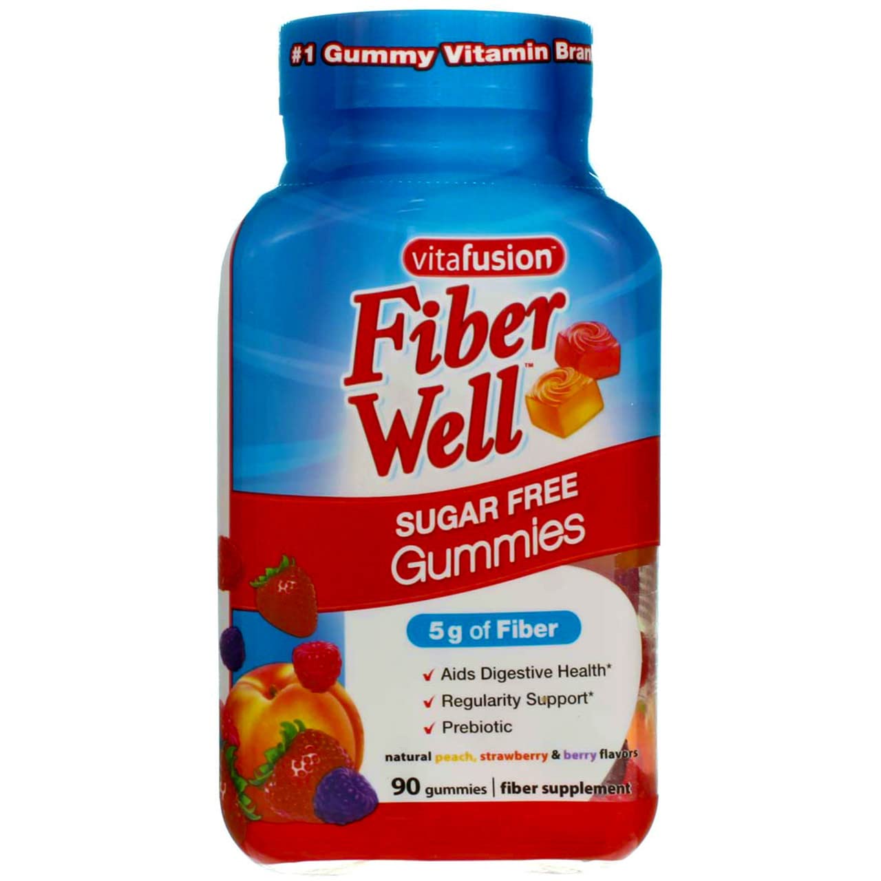 VitaFusion Fiber Well Gummies - Dietary Fiber Supplement with Assorted Flavors (90 Gummies, Pack of 4) for Digestive Health & Regularity - Perfect for Daily Wellness Routine