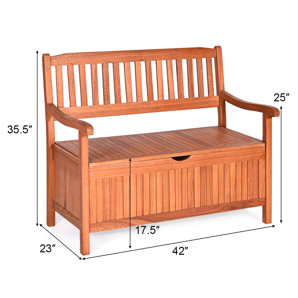 BETTARY 53 Gal Weatherproof Wooden Outdoor Storage Bench with Waterproof Liner & Armrests - Patio, Garden, Deck, Porch & Balcony Furniture for Outdoor Seating and Storage