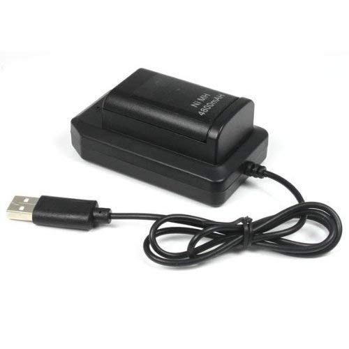 Xbox 360 Wireless Controller Charger Dock Station with Rechargeable Battery - Black | Fast USB Charging for Gaming | Perfect for Xbox 360 Gaming Sessions & Multiplayer Battles