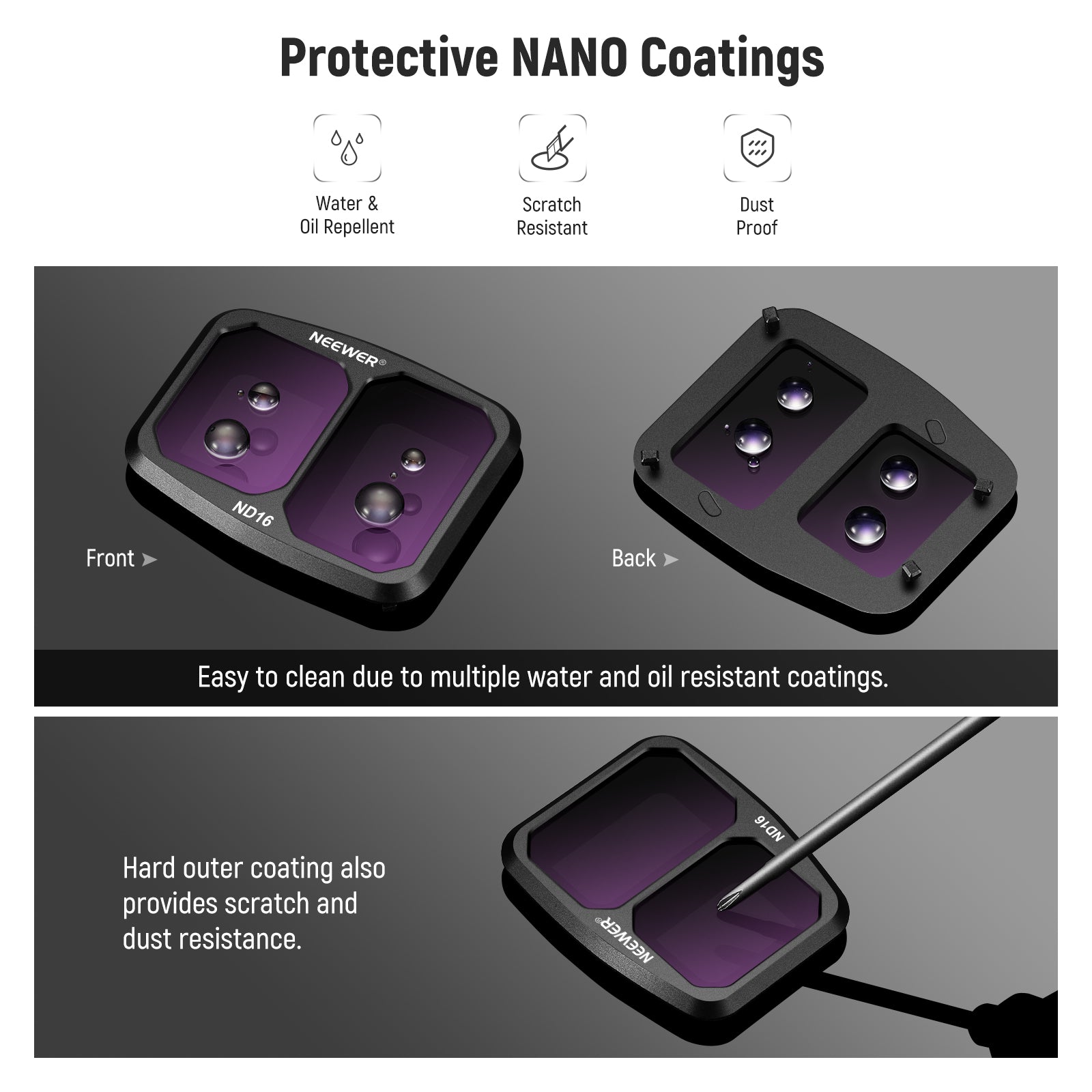 NEEWER FL A23 4-Pack ND & CPL Filter Kit for DJI Air 3 Drone - Enhance Aerial Photography with UV Protection & Reduced Glare for Stunning Landscape & Travel Videos