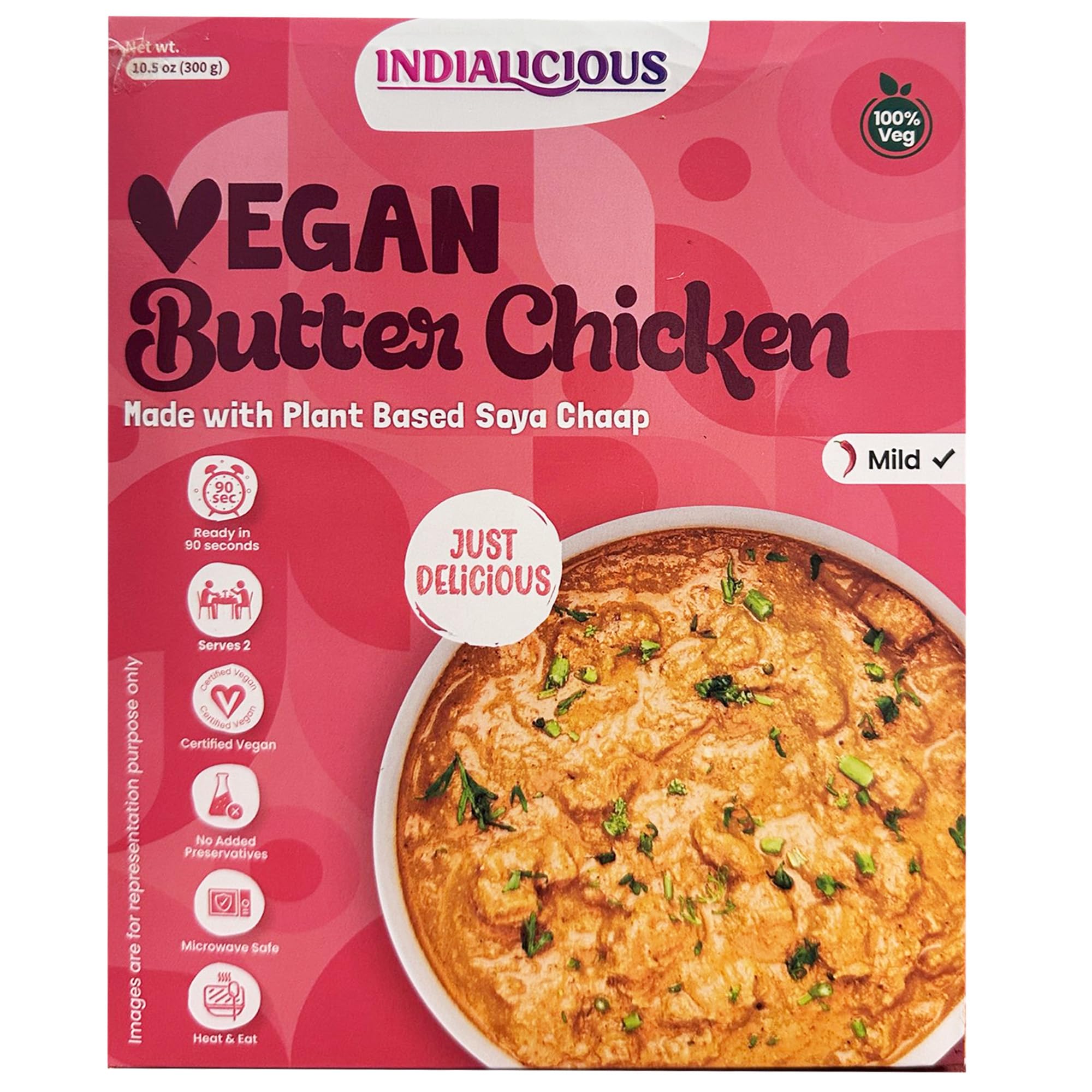 Vegan Butter Chicken Ready-to-Eat Meal - Plant-Based Protein Microwave Dinner - 10.5 Oz (300g) Pack of 10 - Quick Lunch, Office Meal & Healthy Convenient Food for Busy Lifestyles