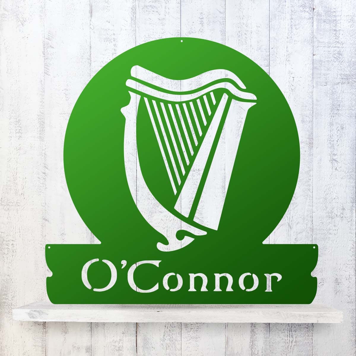 RealSteel Celtic Harp Monogram - Custom Irish & Scottish Decor for St Patrick's Day - Personalized Indoor/Outdoor Home & Business Display - 30 Inch Green Wall Art - Perfect for Pub, Restaurant, Irish Festival & Celtic-Themed Party Decorations