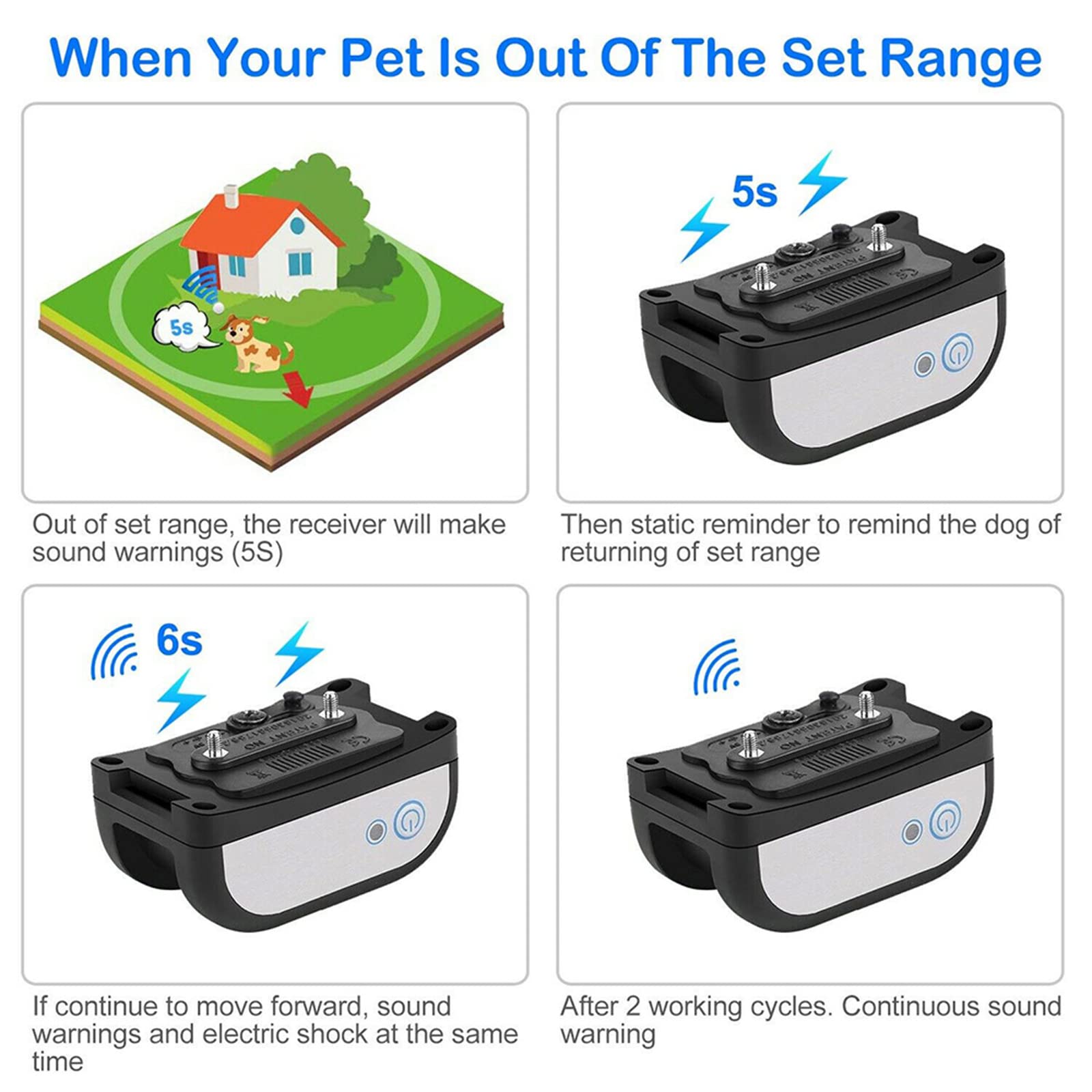 2 in 1 Wireless Dog Fence - Electric Pet Containment System with Waterproof Receiver & Reflective Stripe | Adjustable Range for Small to Large Dogs (1-3 Dogs) | Ideal for Backyards, Farms & Outdoor Training