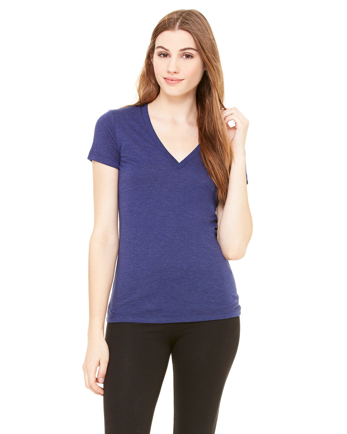 Bella + Canvas 8435 Women's Triblend Short Sleeve V-Neck T-Shirt - Soft & Comfortable Casual Tee for Everyday Wear, Gym, and Outfits