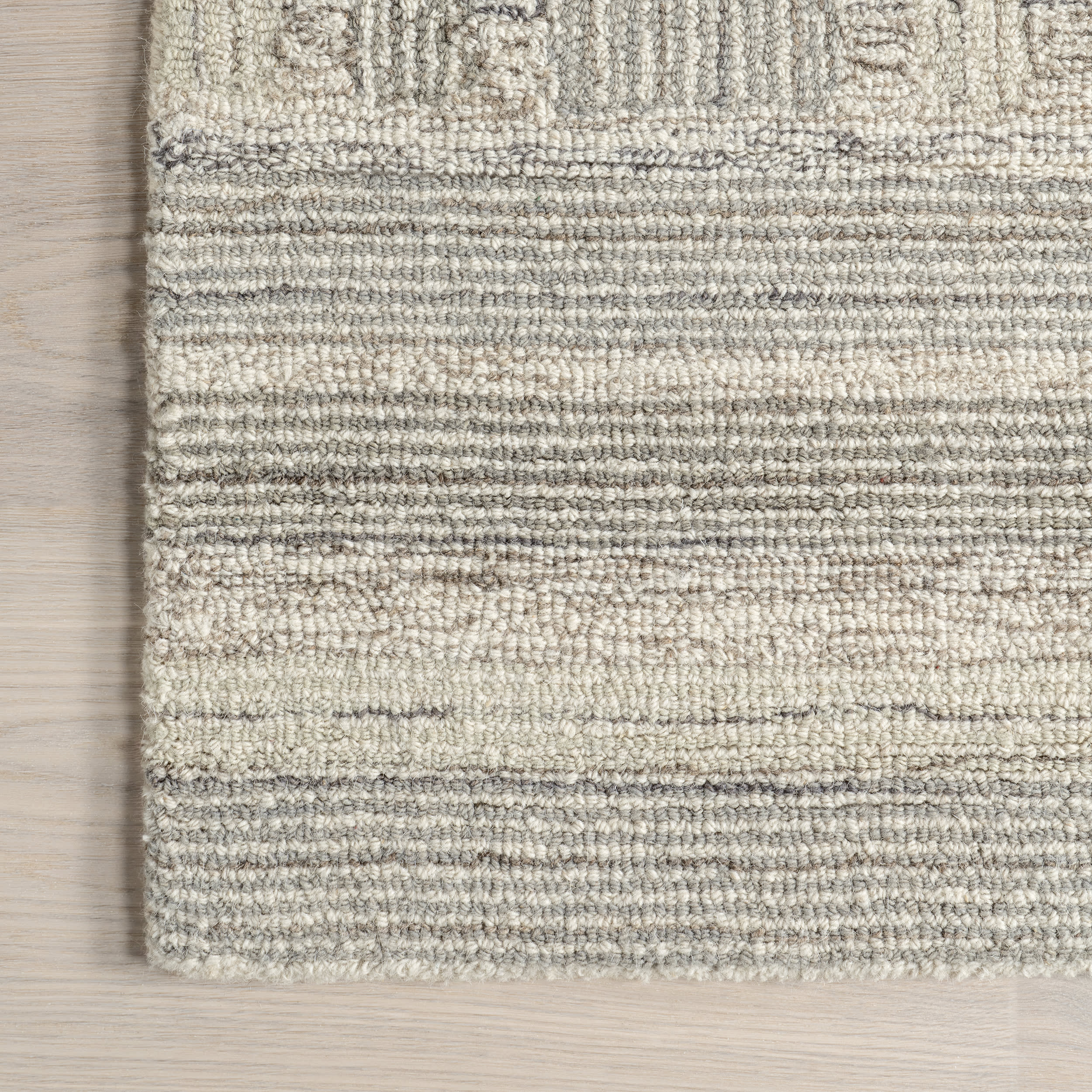 Deco Striped Tile Rug - Light Grey Washable Area Rug for Living Room, Bedroom, Dining Room - Soft Non-Slip Floor Mat for Home Decor