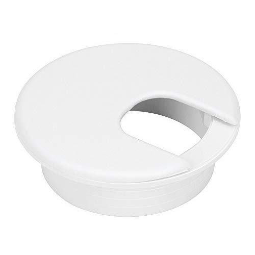 10 Pack 2 Inch White Plastic Desk Grommet for Cable Management - Wire Organizer for Office, Home & School Desks - Protects Wires from Damage