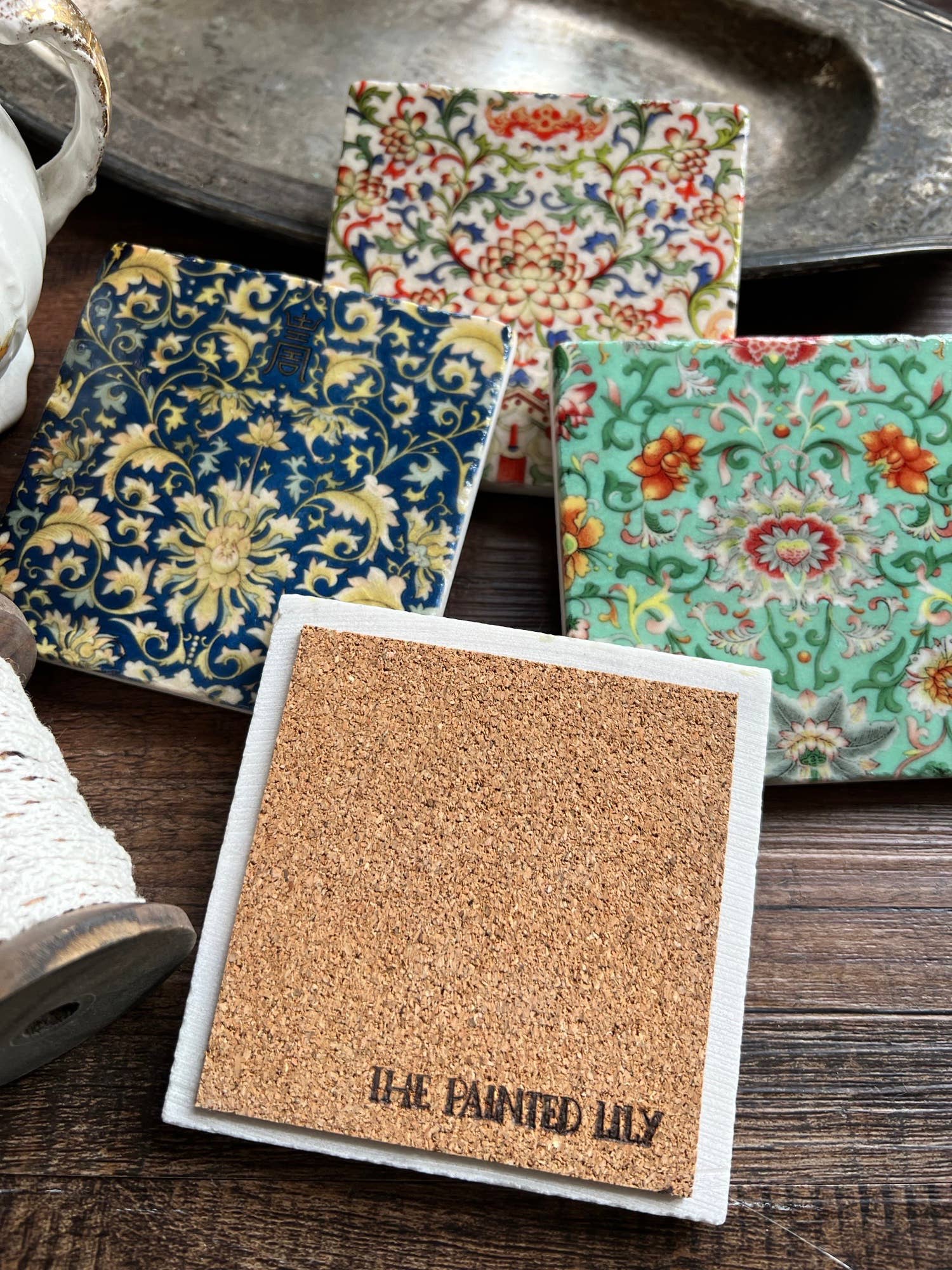 Elegant Stone Coasters Set of 4 - Natural Stone Drink Coasters for Coffee Table, Bar, and Home Decor - Perfect for Protecting Furniture from Water Rings and Stains