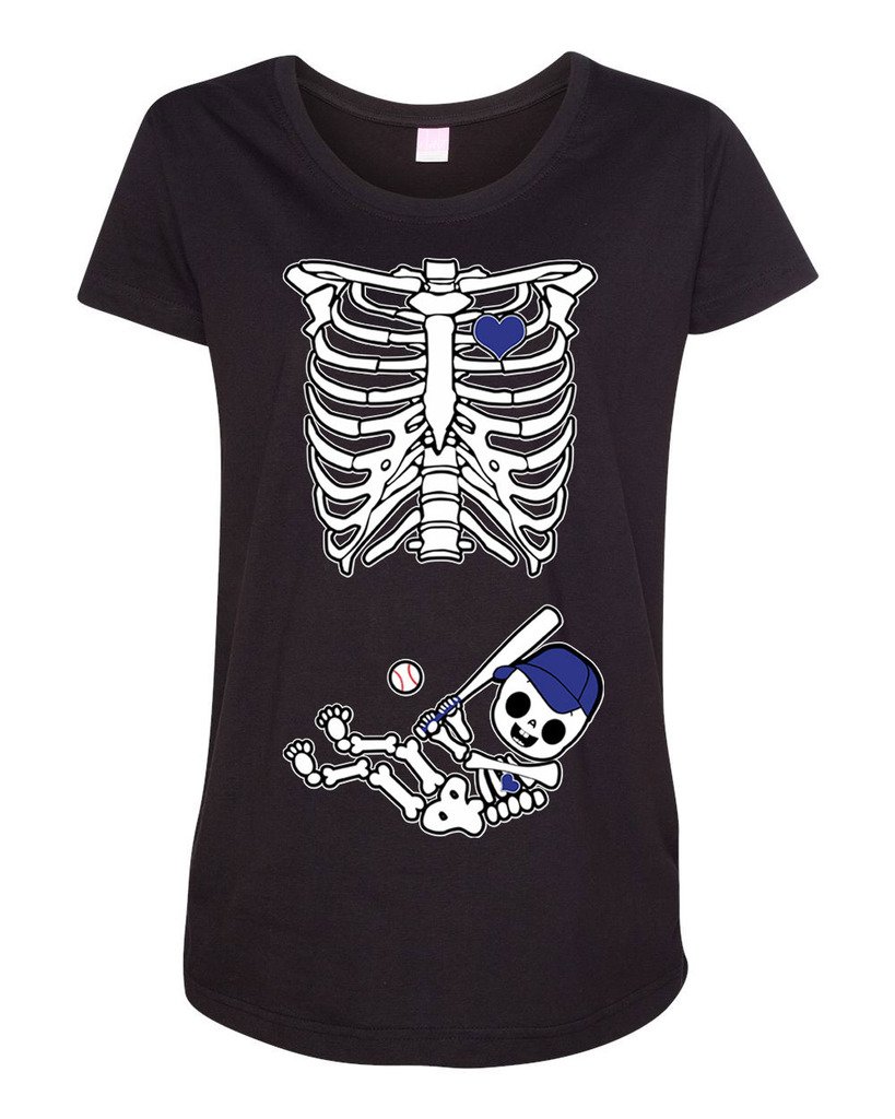 Baby Skeleton Baseball Maternity T-Shirt - Funny Pregnancy Tee for Mom - Perfect for Halloween, Baby Showers & Gender Reveal Parties