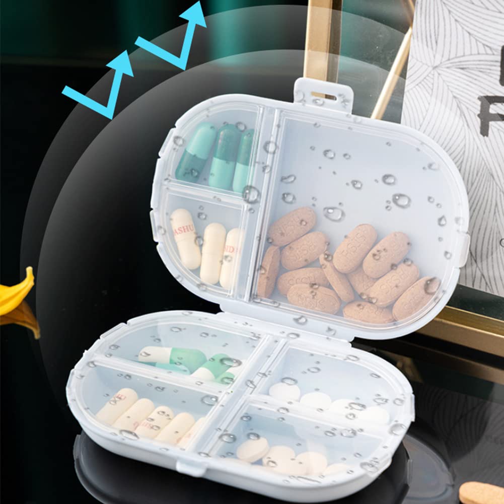 7 Compartment Travel Pill Organizer - Portable Daily Pill Box for Pills, Vitamins & Medication - Compact Medicine Case for Purse, Handbag & Travel Accessories (Pink) - Perfect for Daily Use, Business Trips & Vacation Packing