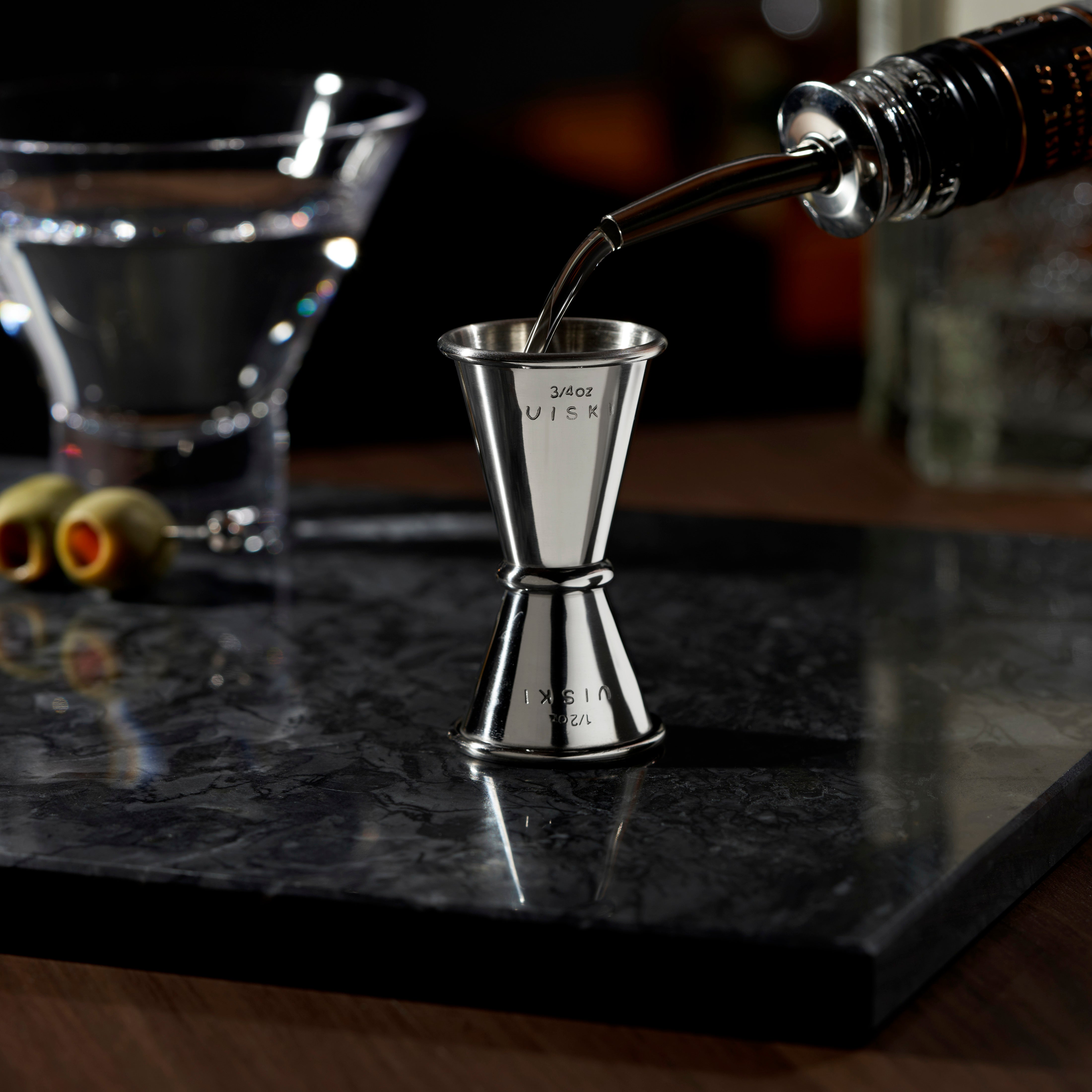 Harrison Small Japanese Style Jigger - 1oz/2oz Stainless Steel Cocktail Measuring Cup for Bartenders, Mixologists & Home Bars - Perfect for Crafting Martinis, Old Fashioned & Japanese Cocktails
