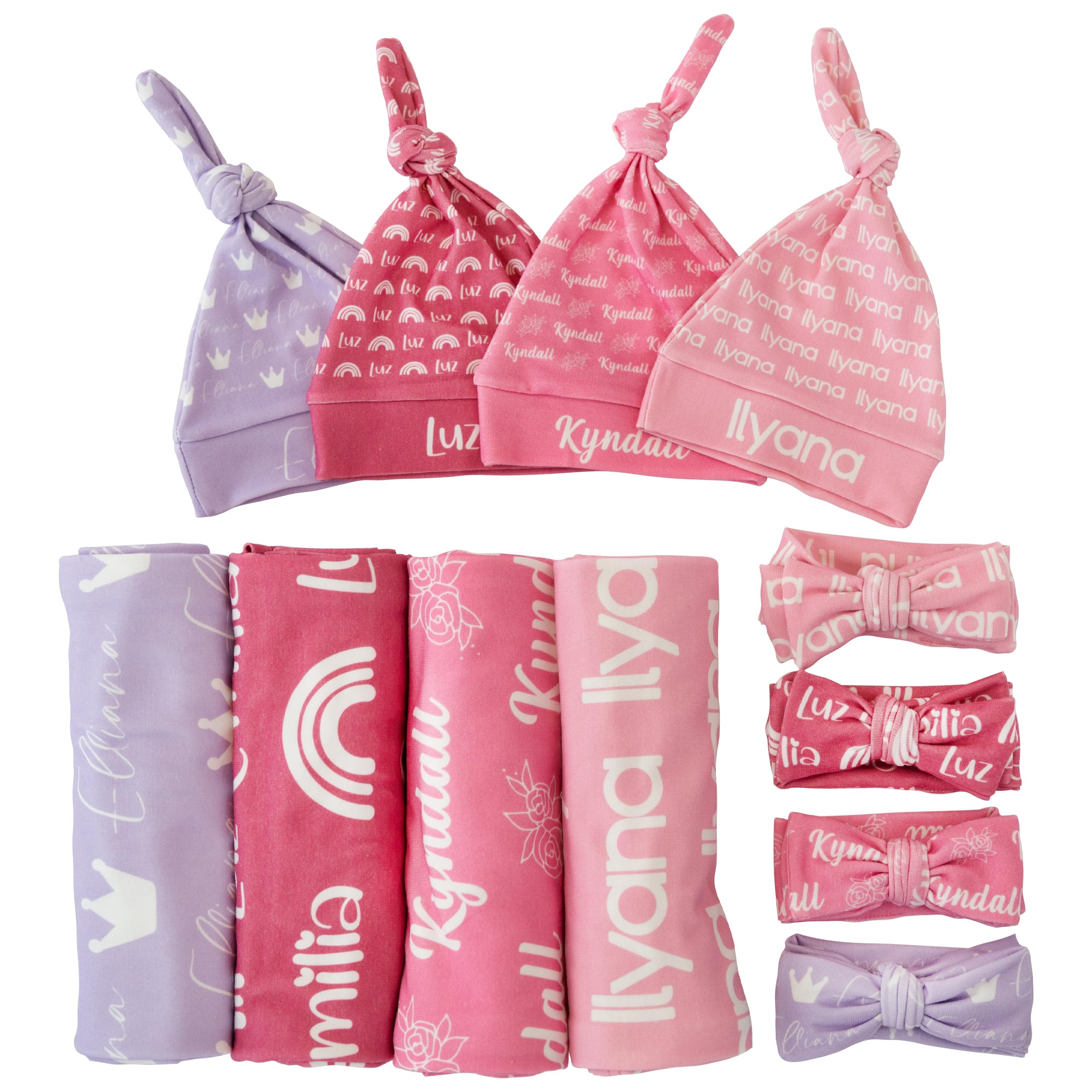 Personalized Baby Swaddle Set with Custom Name - Newborn Swaddle Blanket & Hat for Baby Girl or Boy | Perfect Baby Shower Gift for New Parents | Ideal for Nursery, Photography & Special Occasions
