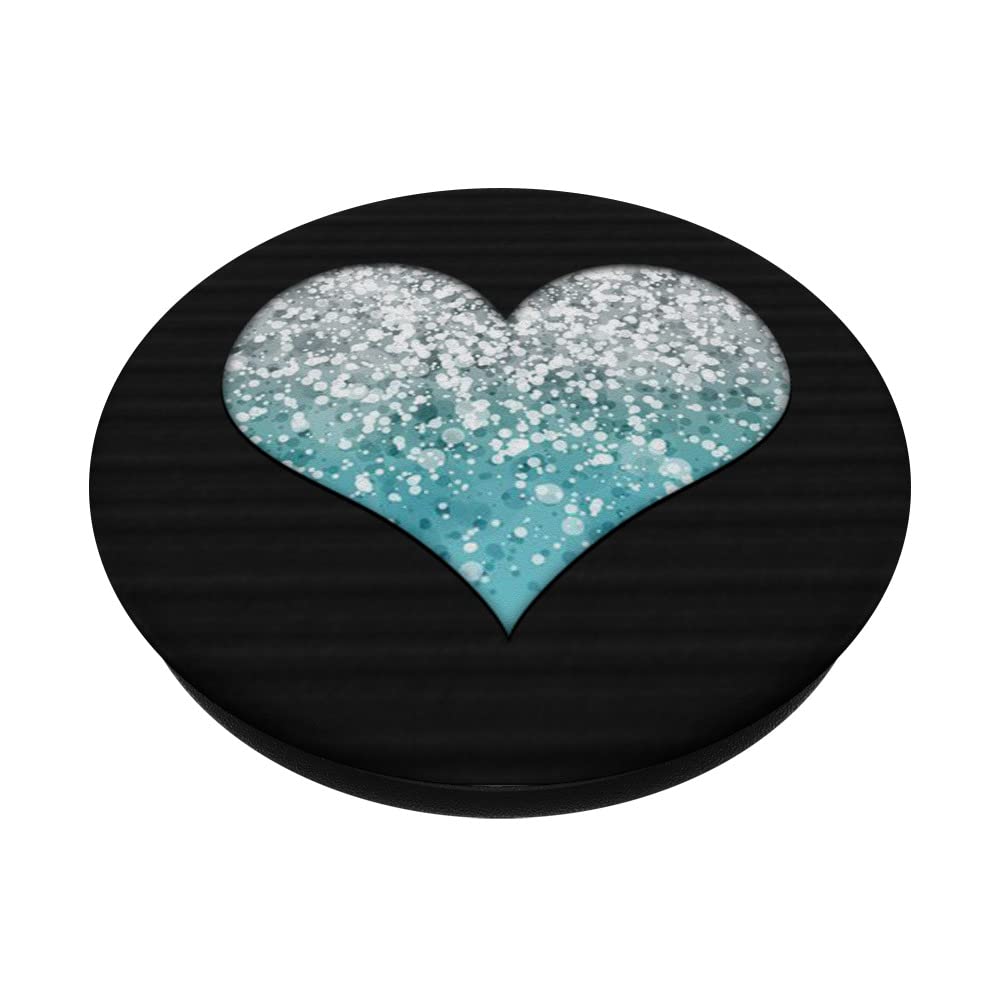 Light Blue Pattern Heart Phone Grip for Girls & Kids - Black Adhesive PopGrip by PopSockets - Perfect for School, Travel, and Everyday Use