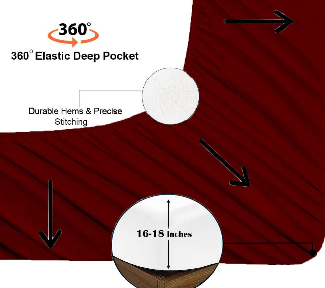 Luxury 4-Piece Queen Size Sheet Set - Ultra Soft & Breathable Egyptian Cotton Bedding - Deep Pocket Fitted Sheet (16-18