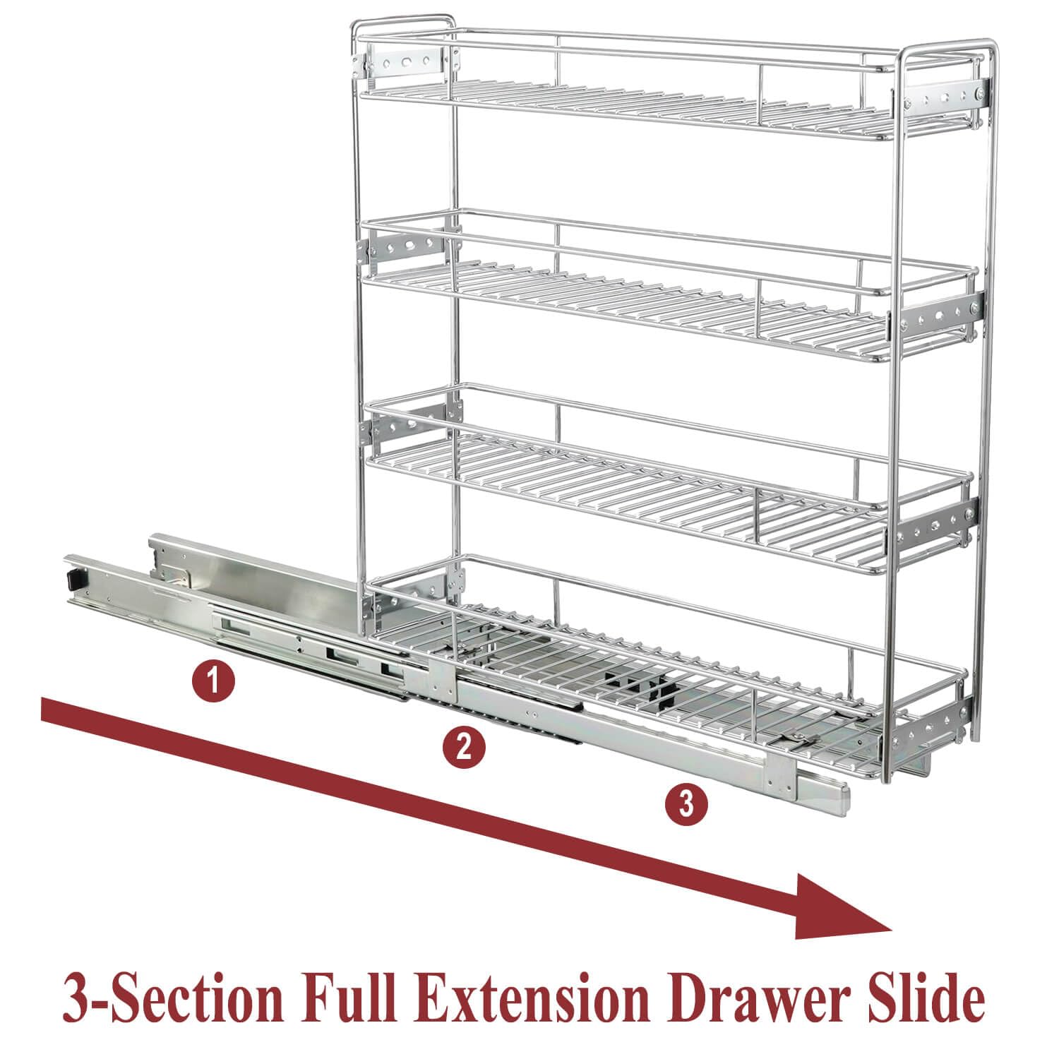 OCG 4-Tier Pull Out Kitchen Cabinet Spice Rack Organizer - Slim Slide Out Wire Basket Shelves (5