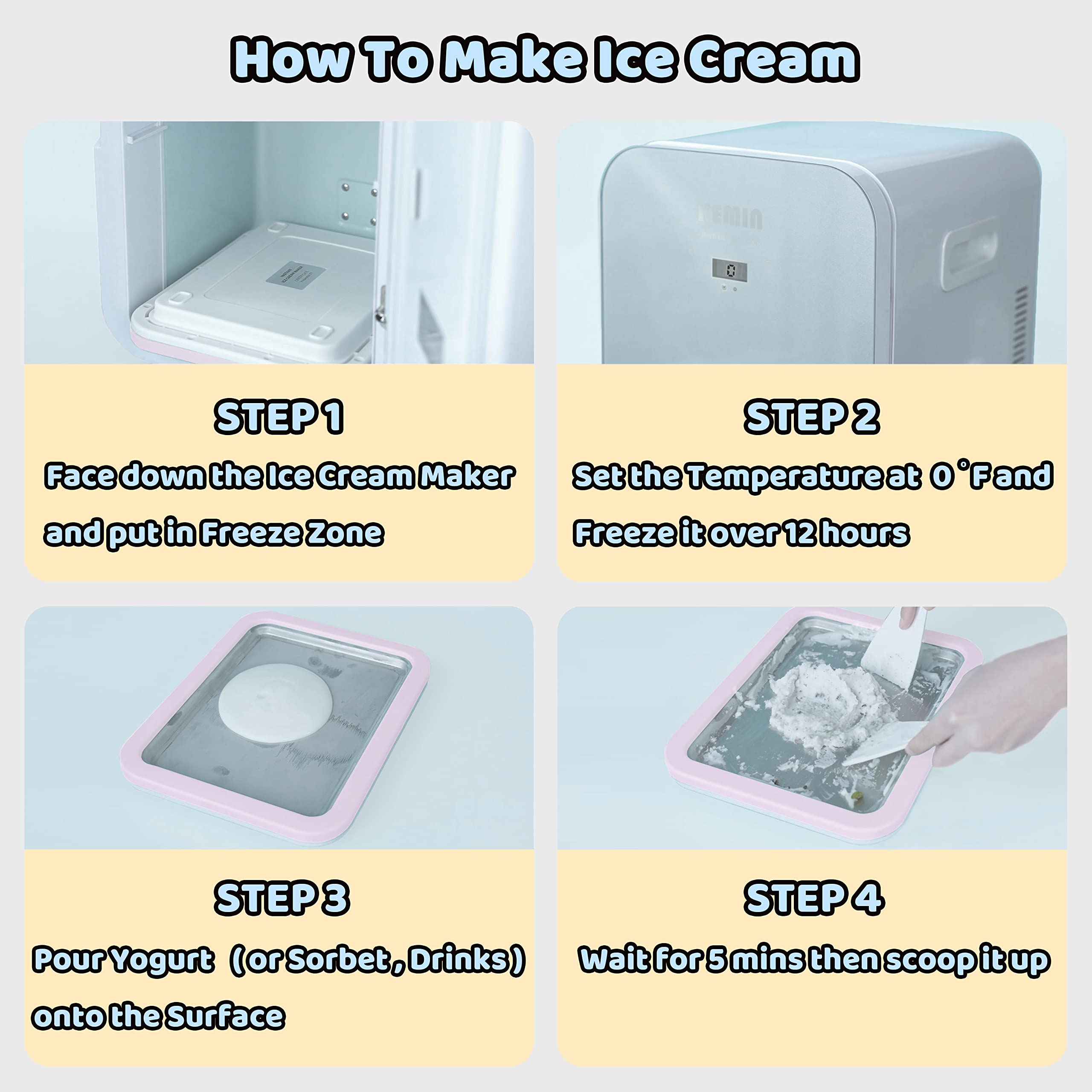JoyMech Instant Gelato Maker - Electric Rolled Ice Cream Machine with Cold Plate, Perfect for Homemade Thai Rolled Ice Cream, Dessert Shops & Party Treats (Lavender)