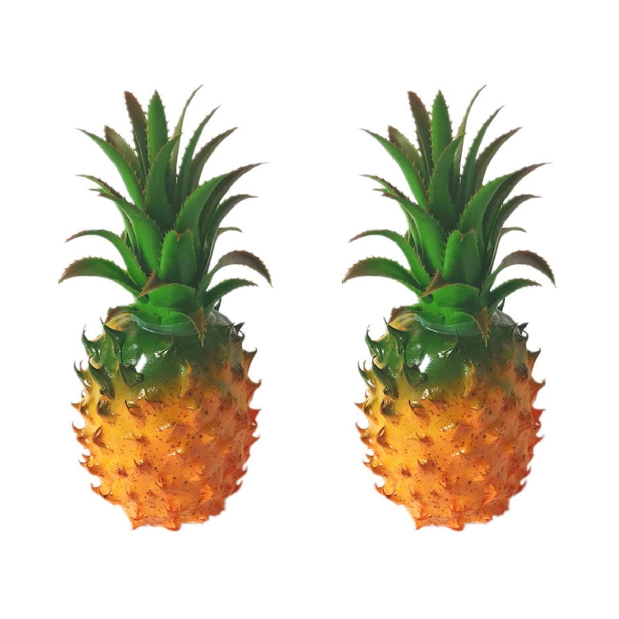 Bestoyard 2 Pack Artificial Pineapple Model - Realistic Fake Pineapple Decor for Kids Play, Tropical Fruit Themed Party, Home Kitchen Decoration, and Photography Props