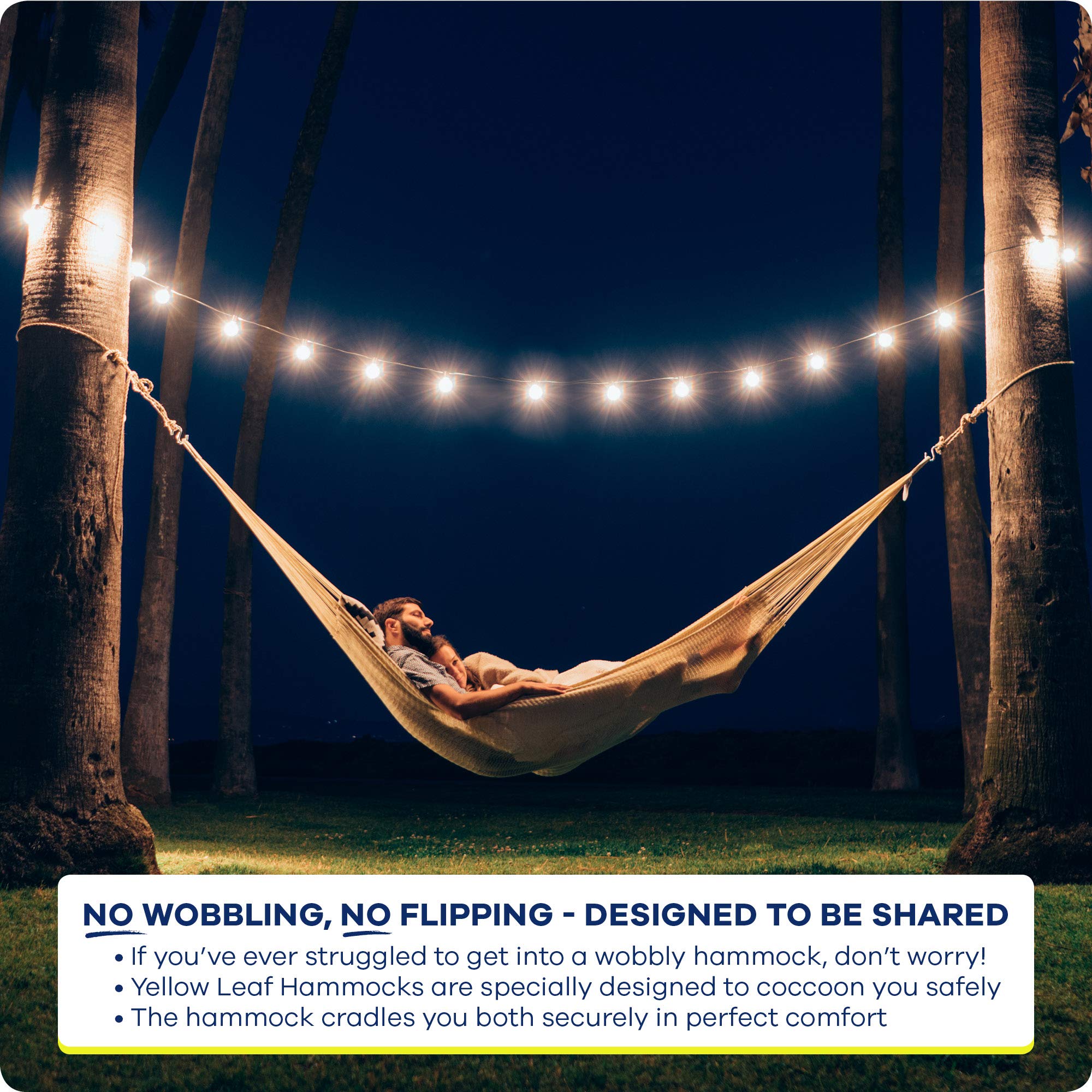 Premium Handwoven Double Hammock with Portable Stand - 400lb Capacity, Weather-Resistant & Ultra Soft - Perfect for Backyard, Beach, Camping & Travel - Yellow Leaf Hammocks (Khaki)