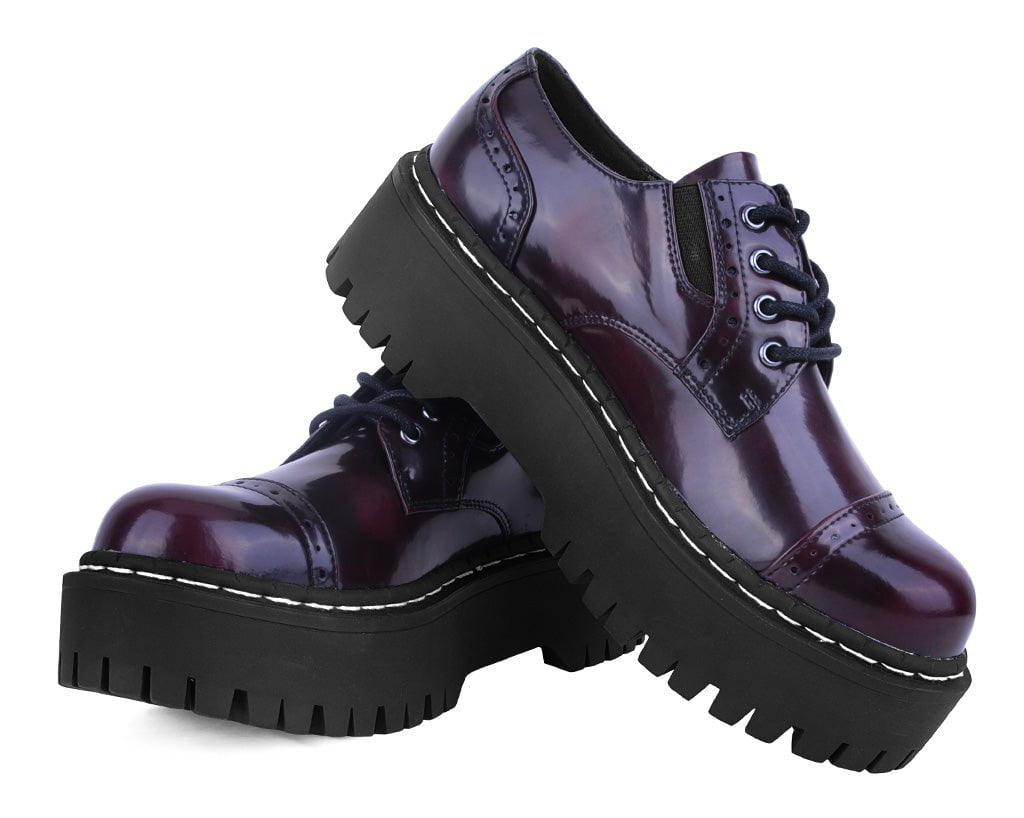 Burgundy Rub Off Double Decker Brogue Shoes for Men - Classic Wingtip Oxford Dress Shoes for Business & Formal Occasions