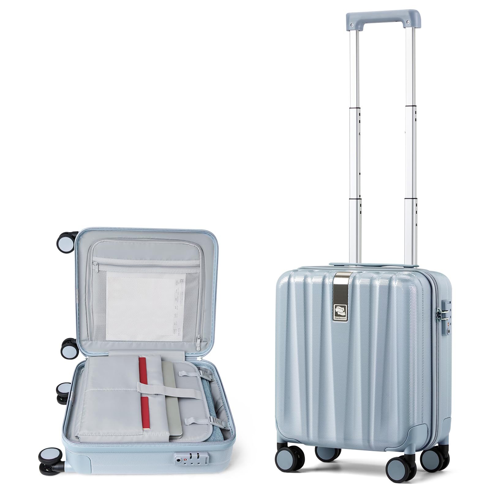 16 Inch Underseat Carry-On Suitcase with Wheels - Lightweight Hard Shell Luggage for Air Travel | TSA Approved Compact Weekender Bag for Women & Men | Perfect for Business Trips & Weekend Getaways (Gray)
