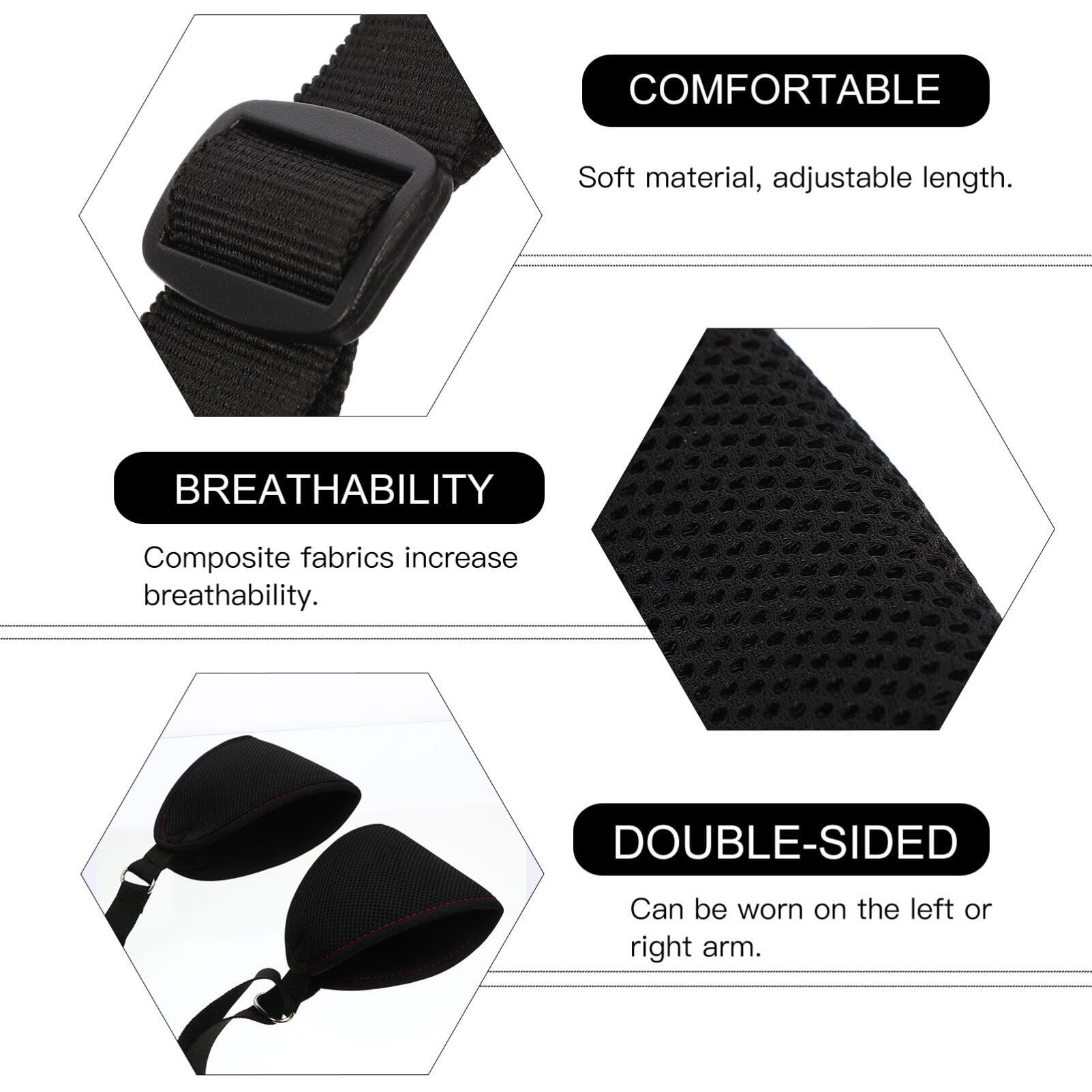Healifty Adjustable Mesh Arm Sling & Shoulder Immobilizer - Support for Rotator Cuff Injury, Broken Bones, Elbow Wrist & Thumb Injuries (Black with Kickstand) - Ideal for Post-Surgery Recovery & Sports Injury Support