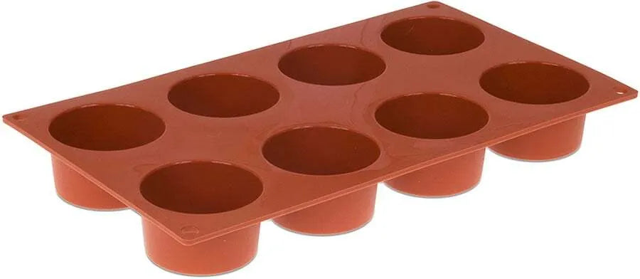 Non-Stick Orange Silicone 8-Cavity Muffin Pan - Perfect for Baking Cupcakes, Muffins & Desserts - Oven Safe & Easy Clean