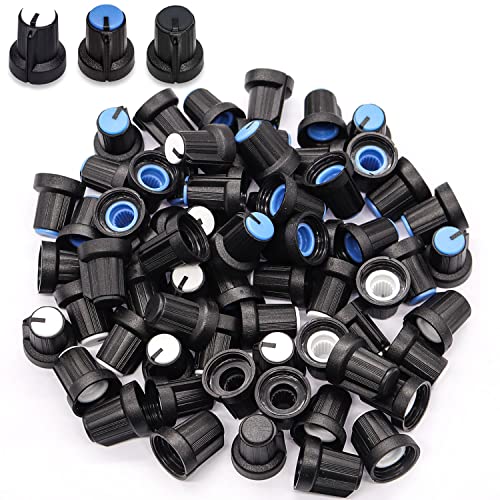 Taiss 100PCS Plastic Knurled Shaft Potentiometer Knobs - 6mm Rotary Volume Control Knobs for Audio Equipment, Guitar Amps & DIY Electronics Projects
