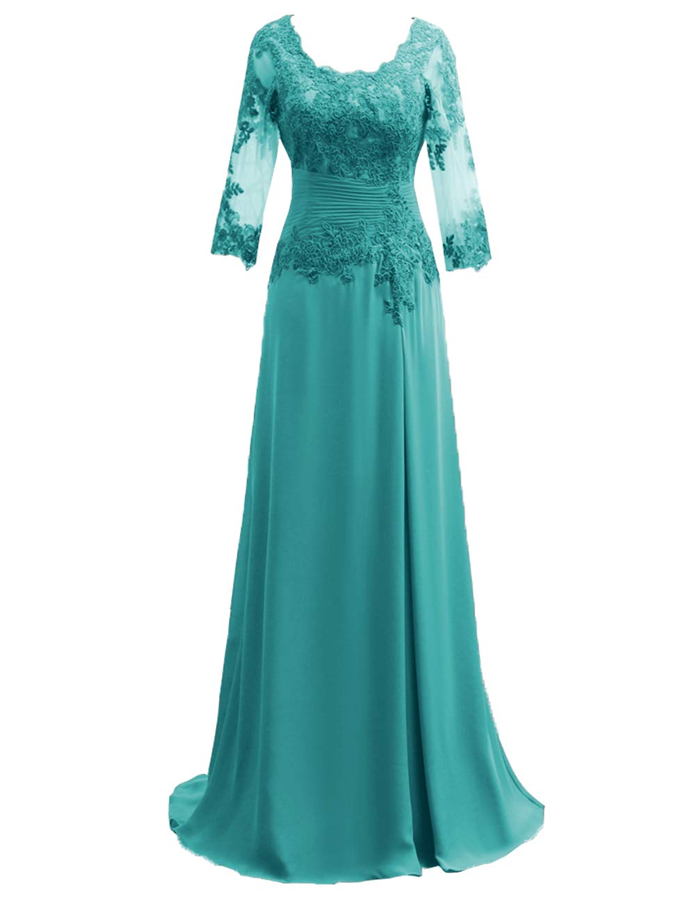 Elegant Long Sleeve Chiffon Mother of The Bride Dress - Lace Formal Evening Gown for Wedding Guest & Special Occasions | Perfect for Weddings, Galas & Formal Events
