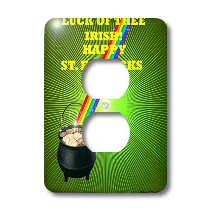 3D Rose Luck of The Irish 2 Plug Outlet Cover - Decorative Electrical Outlet Cover for St. Patrick's Day, Irish-Themed Home Decor, Kitchen & Living Room Safety Accessory