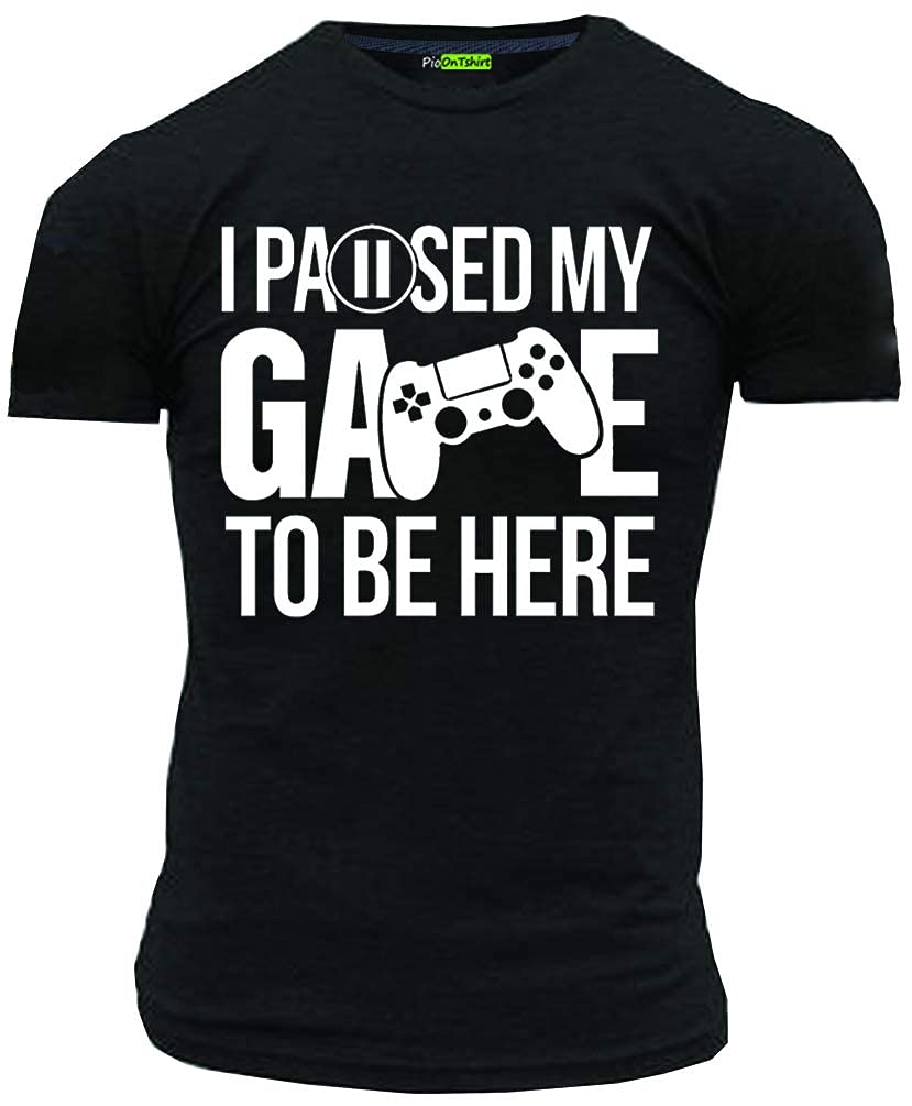 Funny Video Gamer T-Shirt for Men - 'I Paused My Game to Be Here' Graphic Tee - Perfect for Gaming Sessions, Parties & Casual Wear