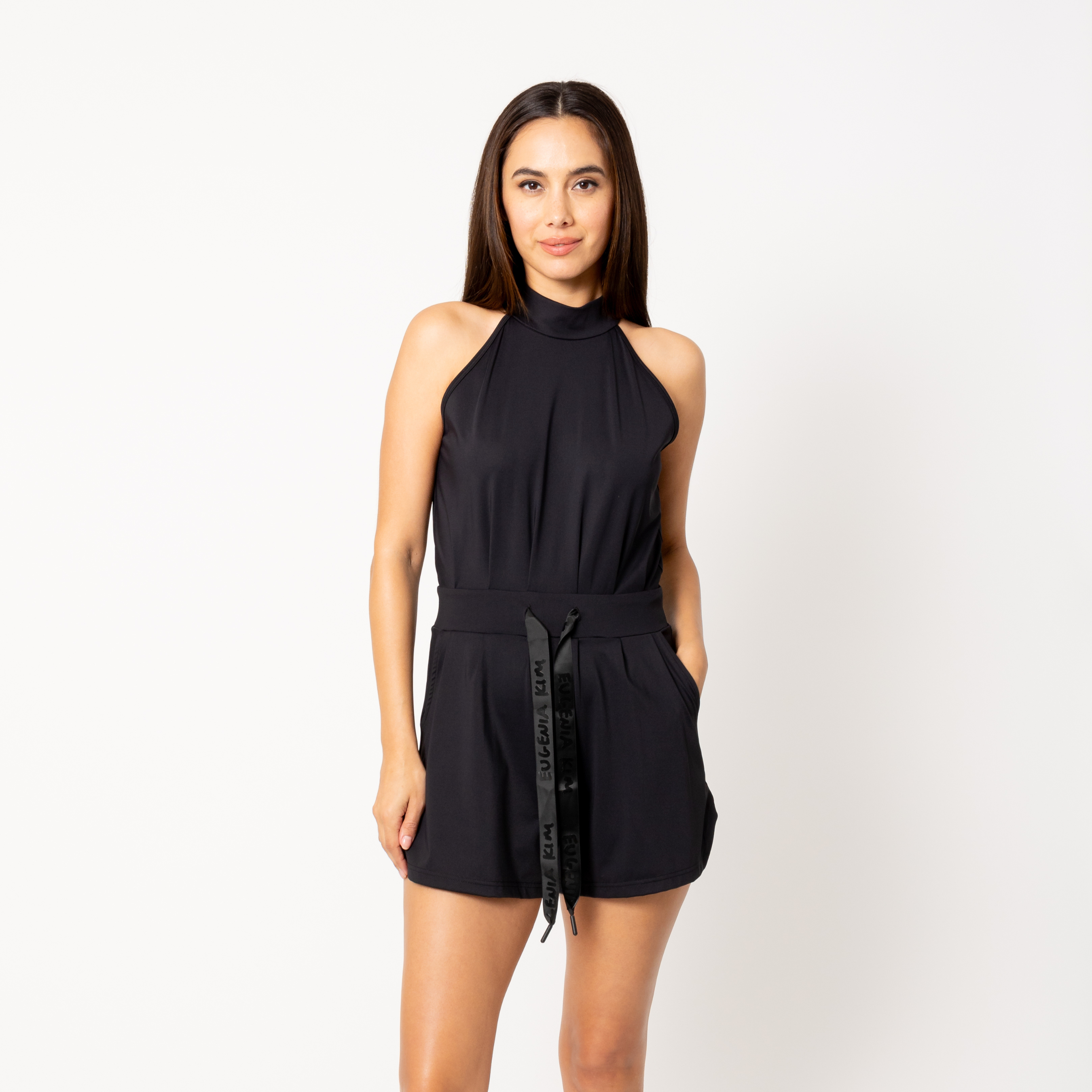 Leylah Mock Neck Romper for Women - Stylish Jumpsuit with Long Sleeves & Belted Waist | Perfect for Office, Date Night & Fall Fashion