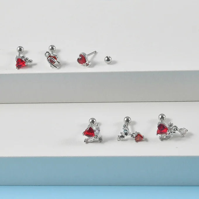20G Cartilage Earrings - AngelHeart Conch Earrings & Devil Earrings | DL056 | Trendy Body Jewelry for Piercing Lovers, Perfect for Parties, Concerts and Everyday Wear