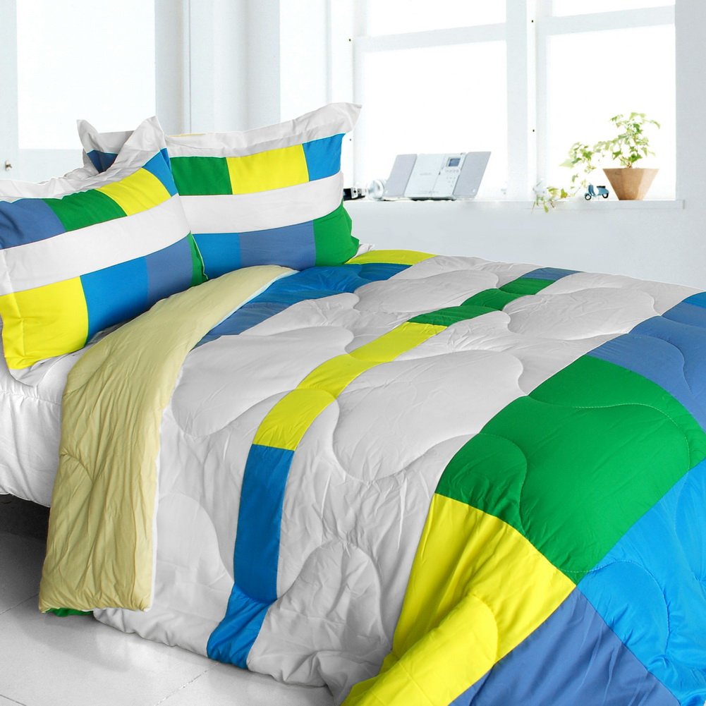 Laura Dreamland King Size Quilted Patchwork Down Alternative Comforter Set - Soft Hypoallergenic Bedding for All Seasons, Perfect for Master Bedroom, Guest Room & Dorm Decor