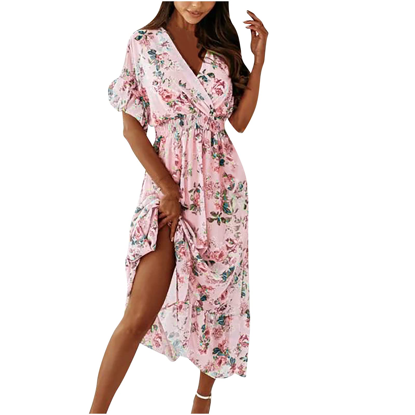 Trendy Floral Print Midi Swim Dress for Women - Casual Beach Swimsuit with Graphic Design | Perfect for Summer Vacations, Pool Parties & Tropical Getaways