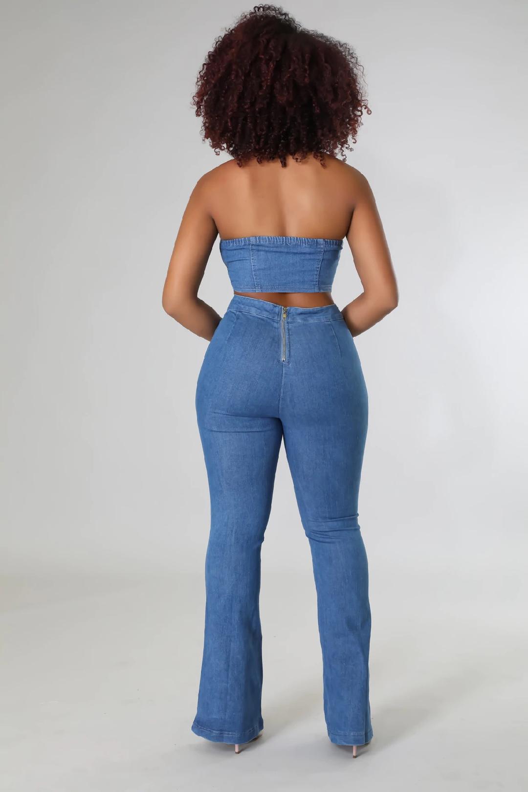 Dahlia Babe Women's Denim Pant Set - Stylish Two-Piece Outfit for Casual Wear, Street Fashion & Everyday Comfort