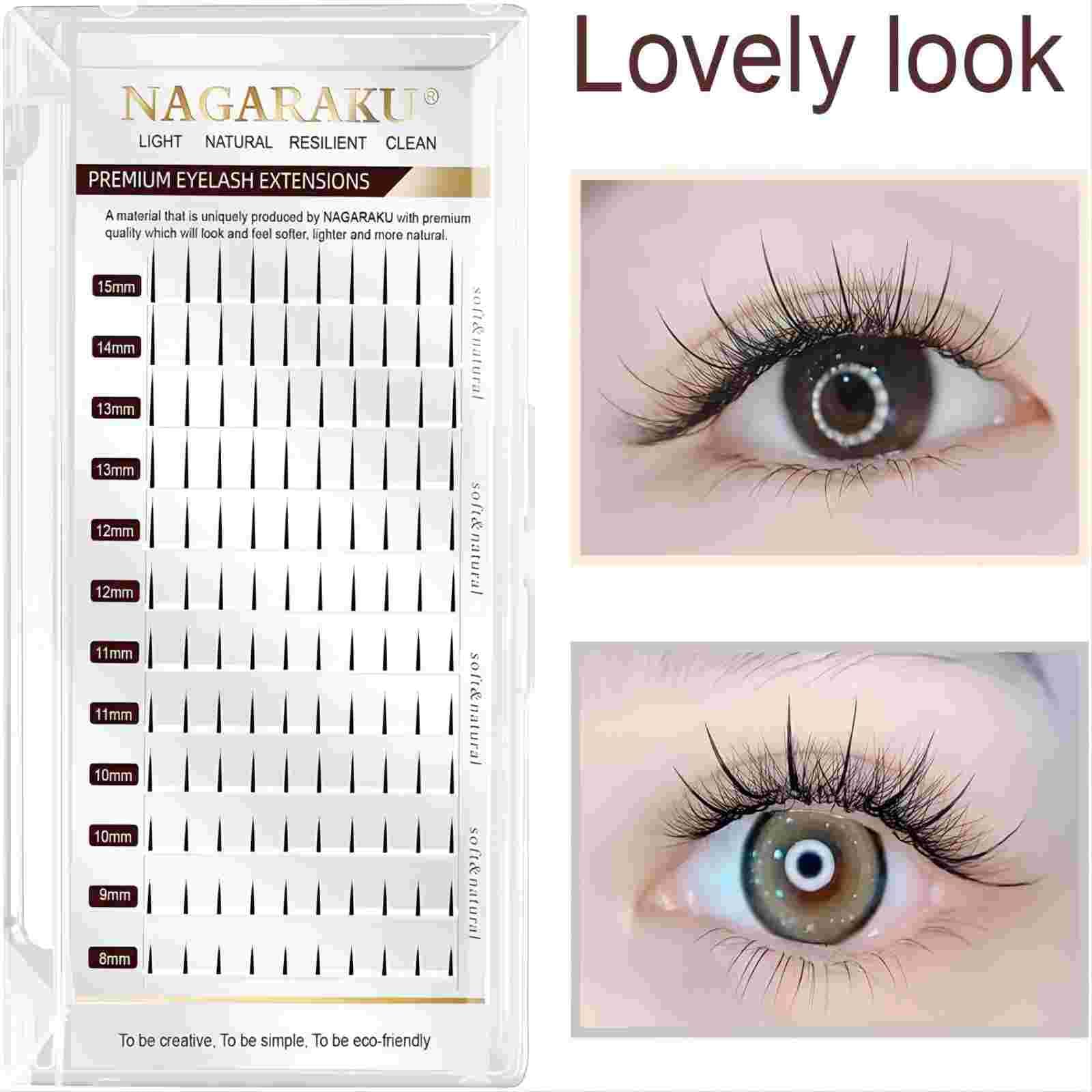 120 Pcs NAGARAKU Premade Spike Eyelash Extensions – Natural Hybrid Wispy Lashes, Matte Black (0.07D 8-15mm) for Individual Lash Mixing | Perfect for Bridal, Party & Special Occasion Makeup