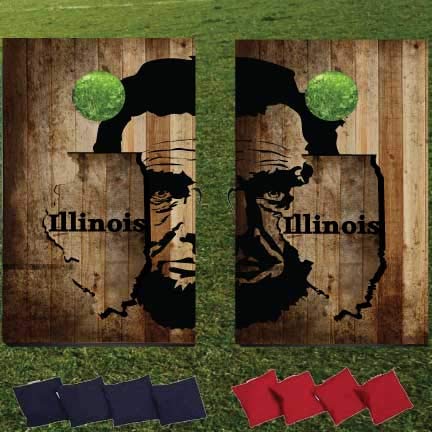 VictoryStore Cornhole Game Set - Official State of Illinois Cornhole Bean Bag Toss with Wooden Boards - Outdoor Lawn Games for Backyard, Tailgating, and Parties