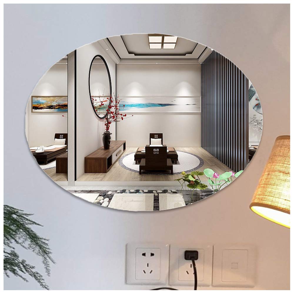 Y&J Frameless Oval Wall Mirror - Modern & Minimalist Design for Living Room, Bathroom, Bedroom, Hallway or Makeup Area - Versatile Horizontal/Vertical Hanging - Perfect for Home Decor & Vanity Spaces