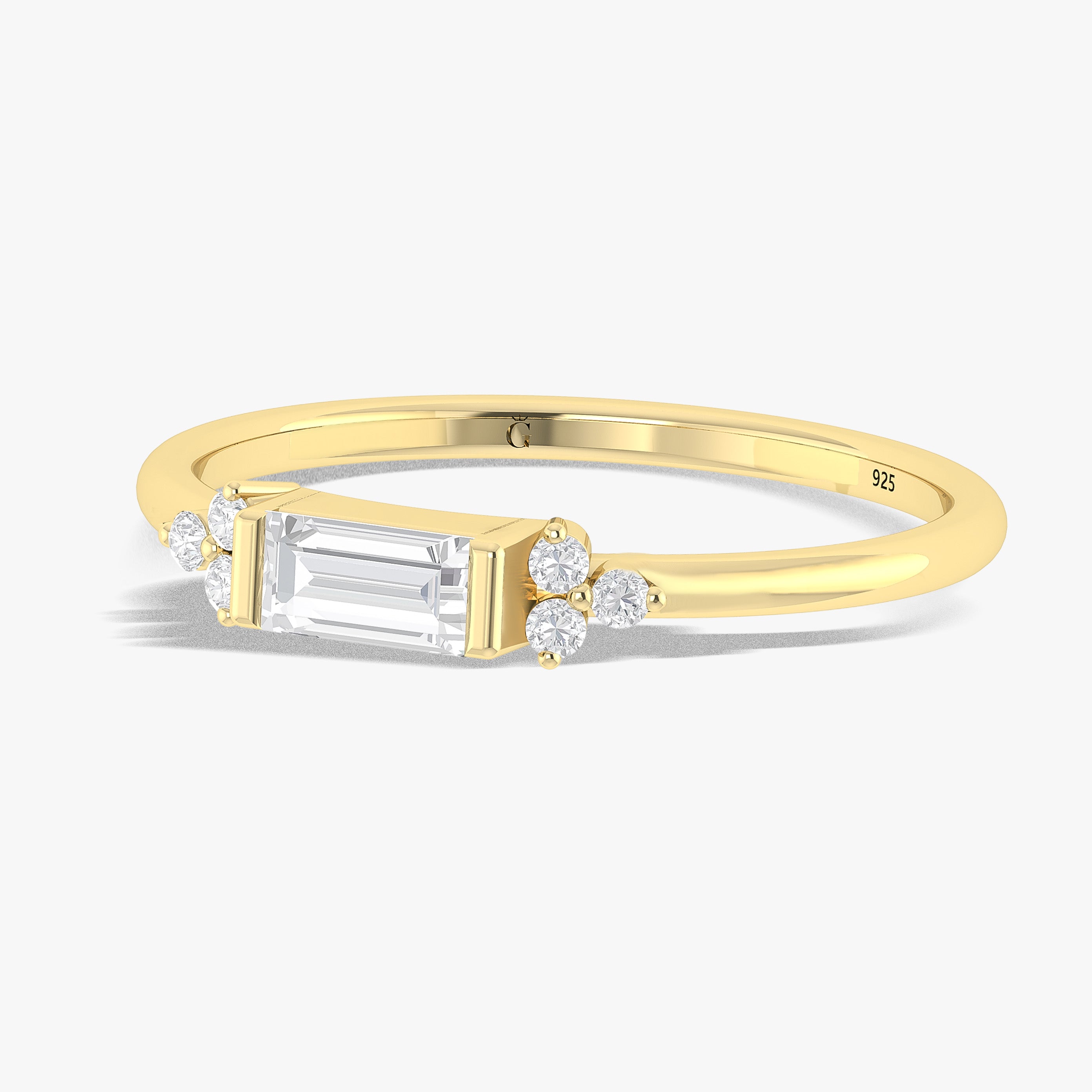 Elegant Baguette & Zircon Solitaire Ring with Round Cut - Perfect for Engagement, Anniversary & Special Occasions