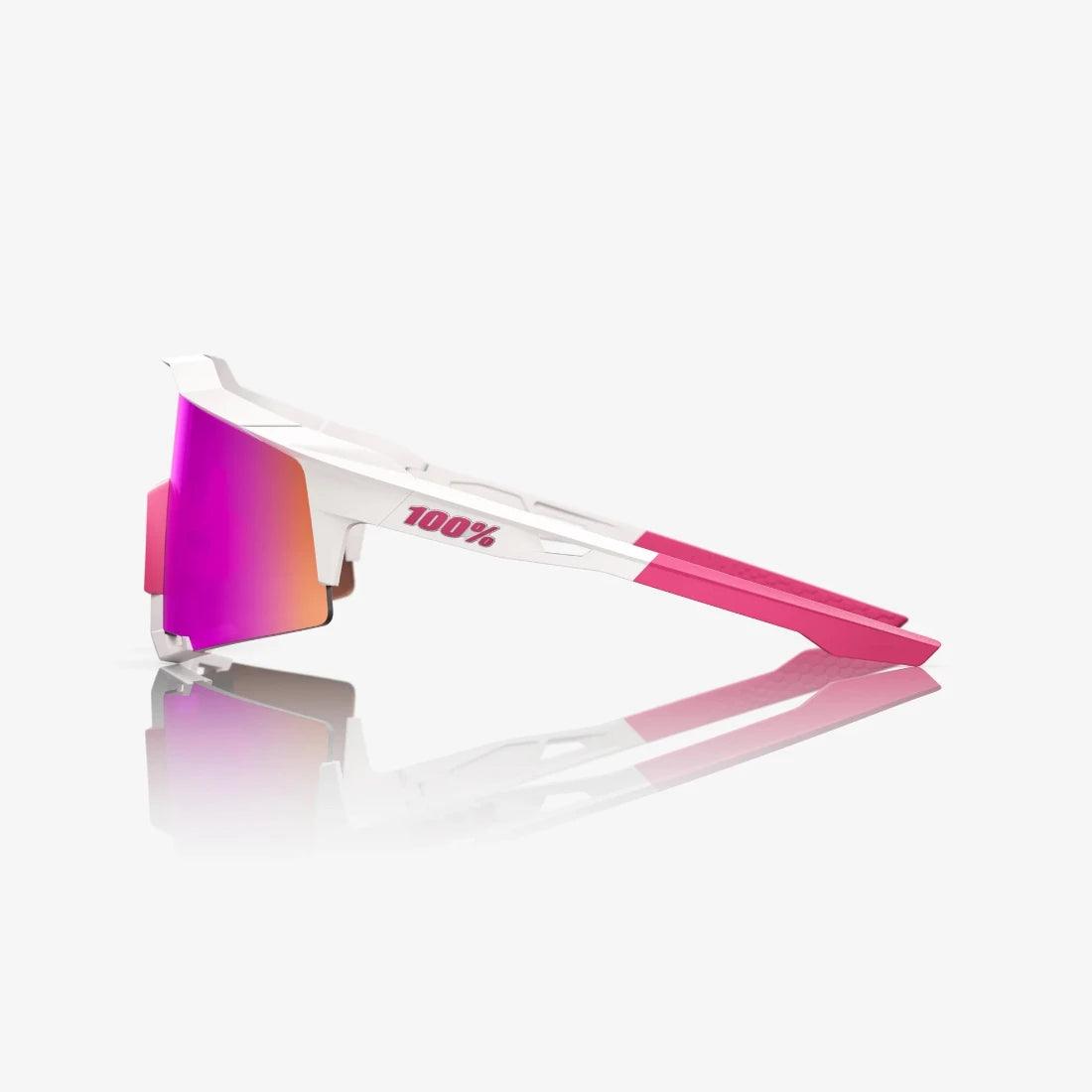 Speedcraft® Matte White & Pink Adult Sunglasses with HiPER® Vital Pink Mirror Lens - UV Protection, Polarized, Fashionable for Outdoor Sports & Driving