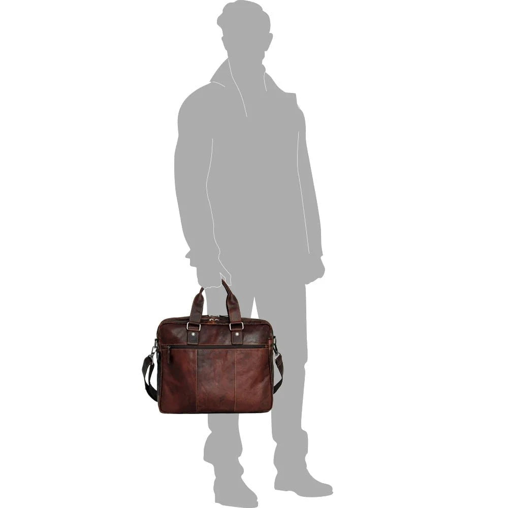 Jack Georges Voyager Professional Leather Briefcase for Men - Stylish & Durable Business Laptop Bag - Perfect for Office, Work, Travel & Commuting
